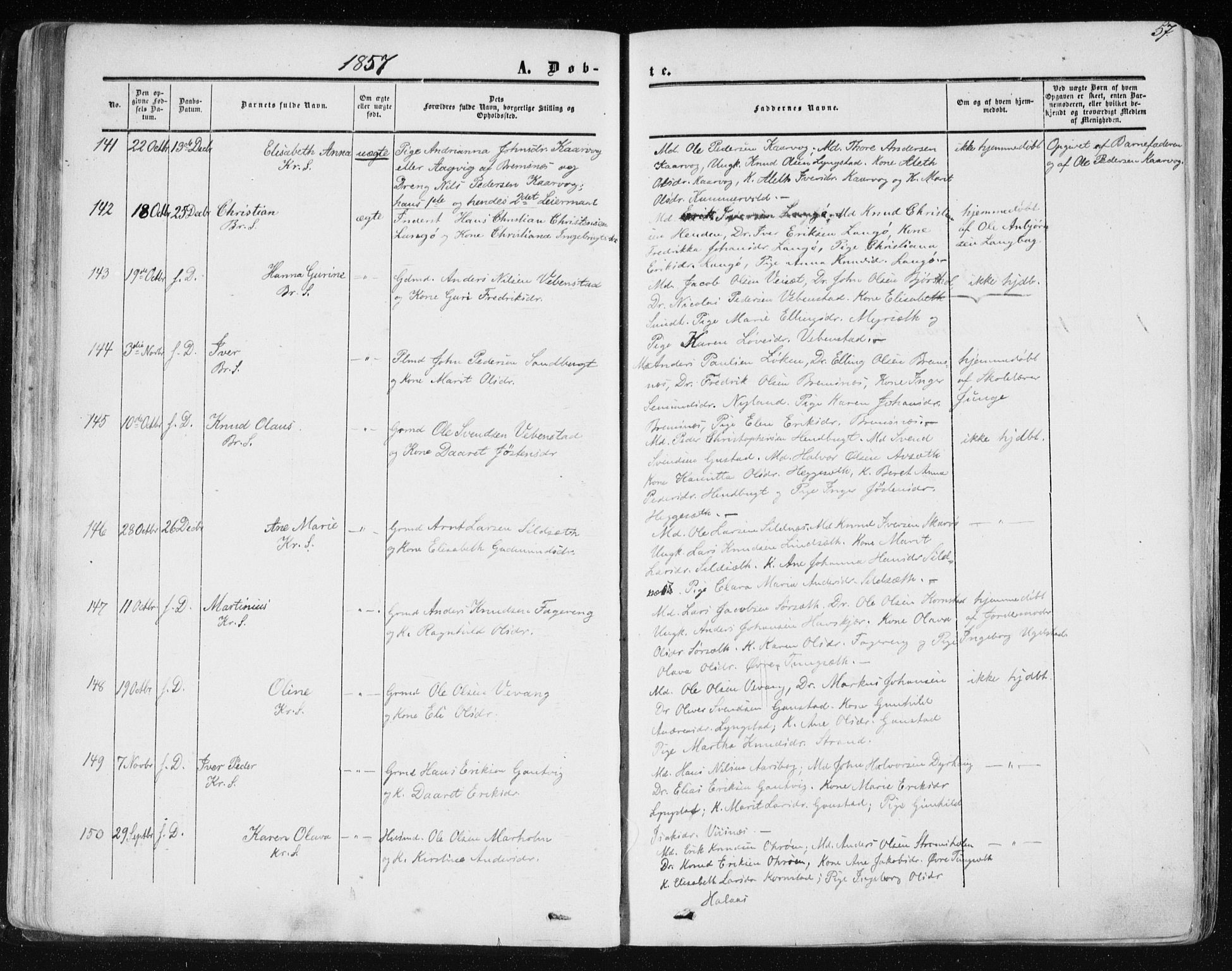 Ministerialprotokoller, klokkerbøker og fødselsregistre - Møre og Romsdal, AV/SAT-A-1454/568/L0804: Parish register (official) no. 568A11, 1854-1868, p. 57
