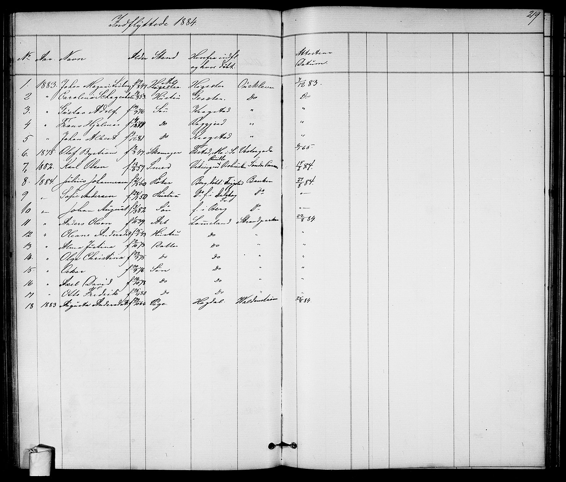 Halden prestekontor Kirkebøker, SAO/A-10909/G/Ga/L0007: Parish register (copy) no. 7, 1869-1884, p. 219
