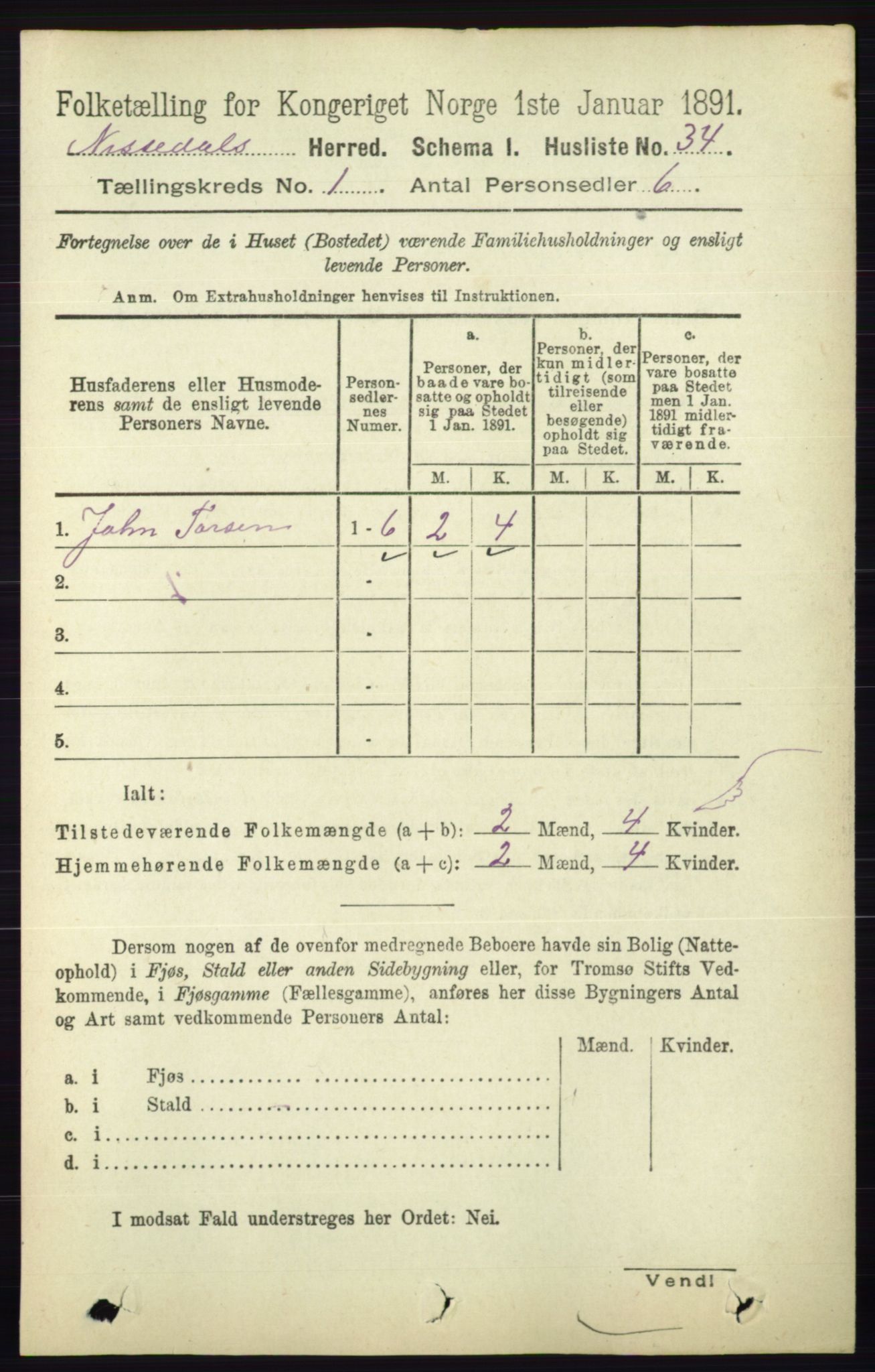 RA, 1891 census for 0830 Nissedal, 1891, p. 59