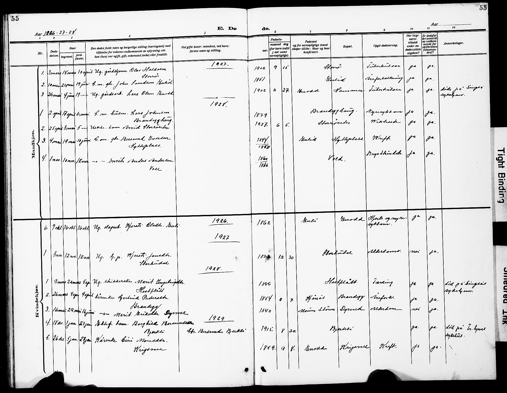 Ministerialprotokoller, klokkerbøker og fødselsregistre - Sør-Trøndelag, SAT/A-1456/690/L1052: Parish register (copy) no. 690C02, 1907-1929, p. 55