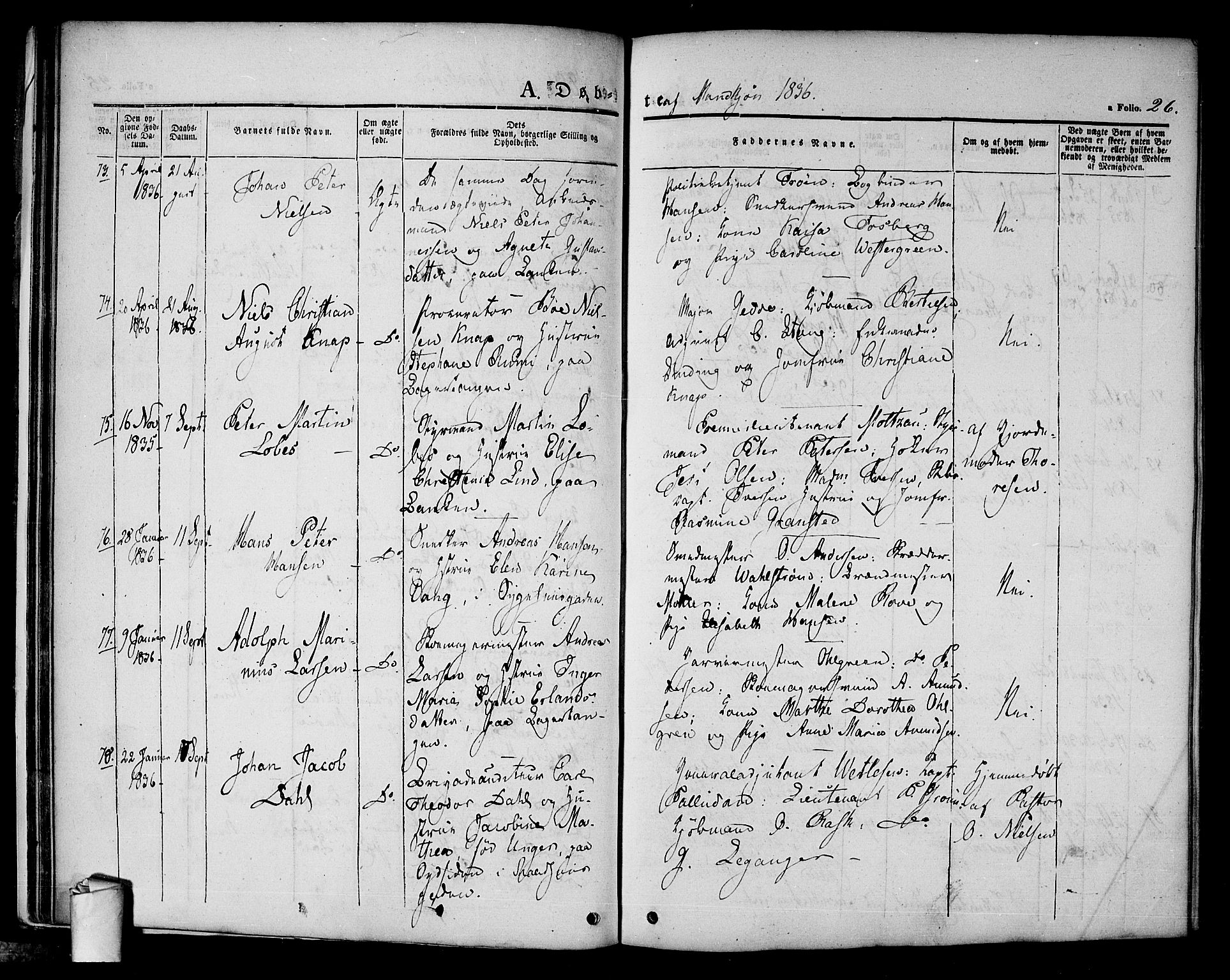 Halden prestekontor Kirkebøker, AV/SAO-A-10909/F/Fa/L0005: Parish register (official) no. I 5, 1834-1845, p. 26