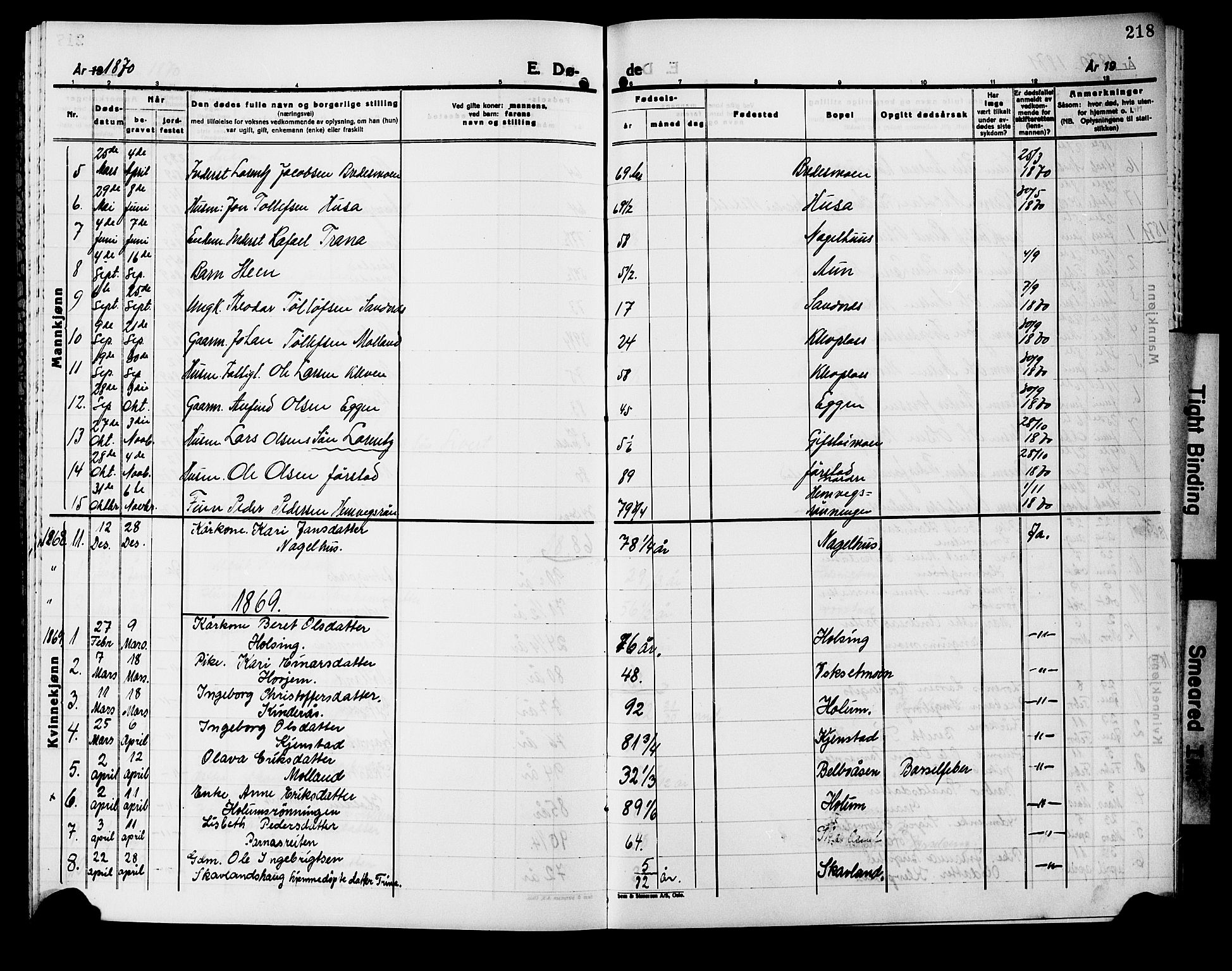 Ministerialprotokoller, klokkerbøker og fødselsregistre - Nord-Trøndelag, SAT/A-1458/749/L0485: Parish register (official) no. 749D01, 1857-1872, p. 218