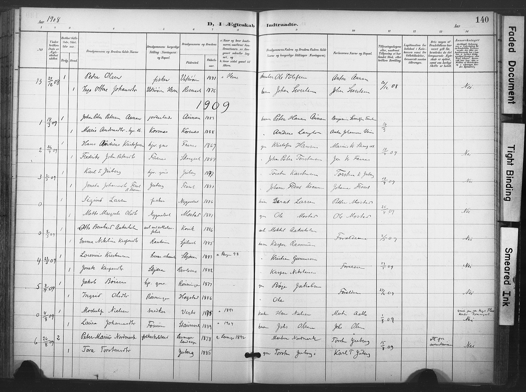 Ministerialprotokoller, klokkerbøker og fødselsregistre - Nord-Trøndelag, SAT/A-1458/713/L0122: Parish register (official) no. 713A11, 1899-1910, p. 140