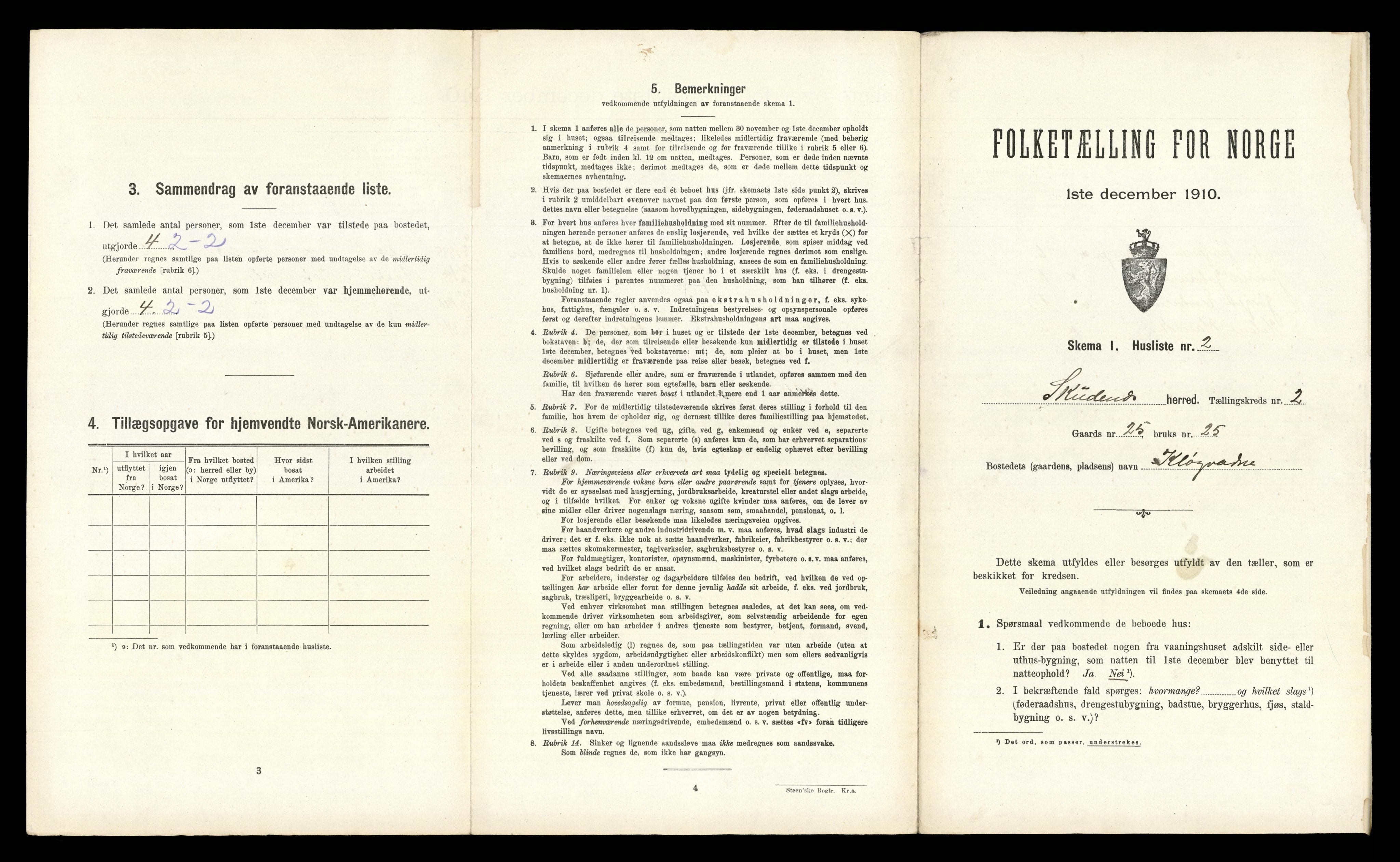 RA, 1910 census for Skudenes, 1910, p. 215