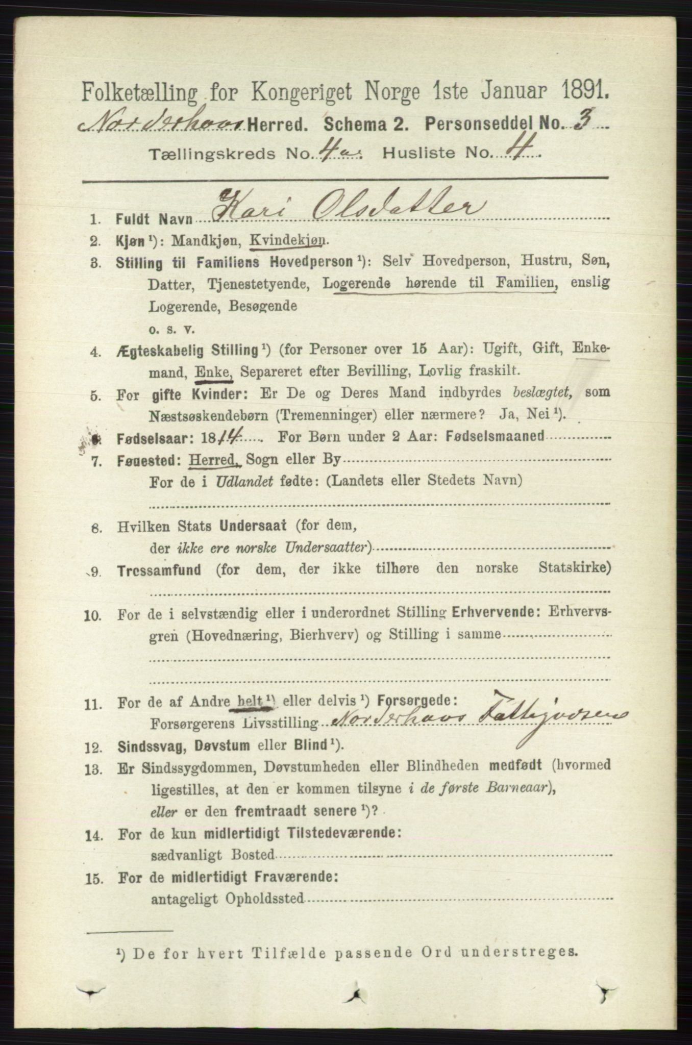 RA, 1891 census for 0613 Norderhov, 1891, p. 1739