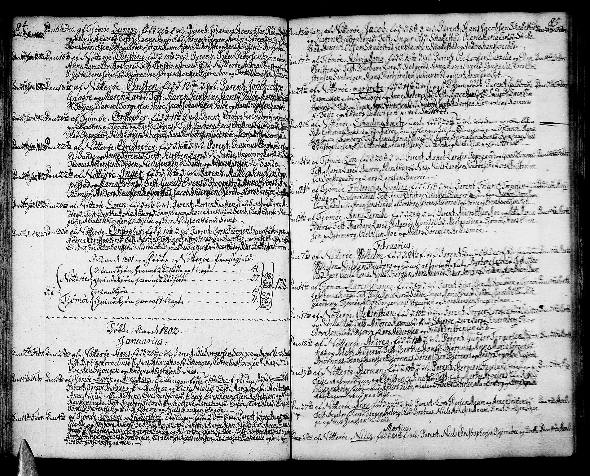 Nøtterøy kirkebøker, SAKO/A-354/F/Fa/L0003: Parish register (official) no. I 3, 1791-1814, p. 84-85