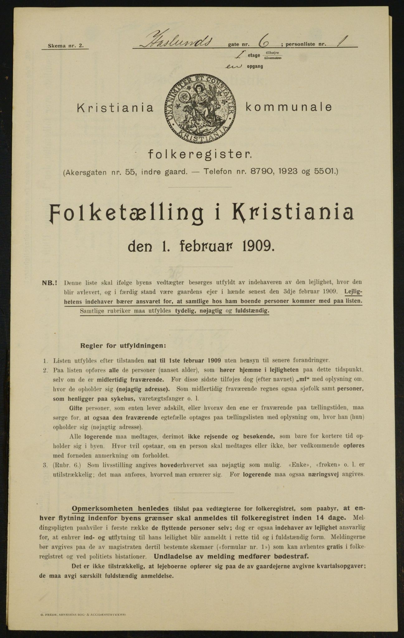 OBA, Municipal Census 1909 for Kristiania, 1909, p. 24311