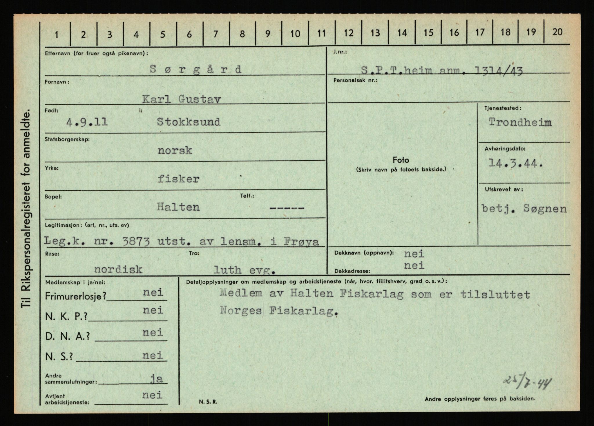 Statspolitiet - Hovedkontoret / Osloavdelingen, AV/RA-S-1329/C/Ca/L0015: Svea - Tøsse, 1943-1945, p. 1631