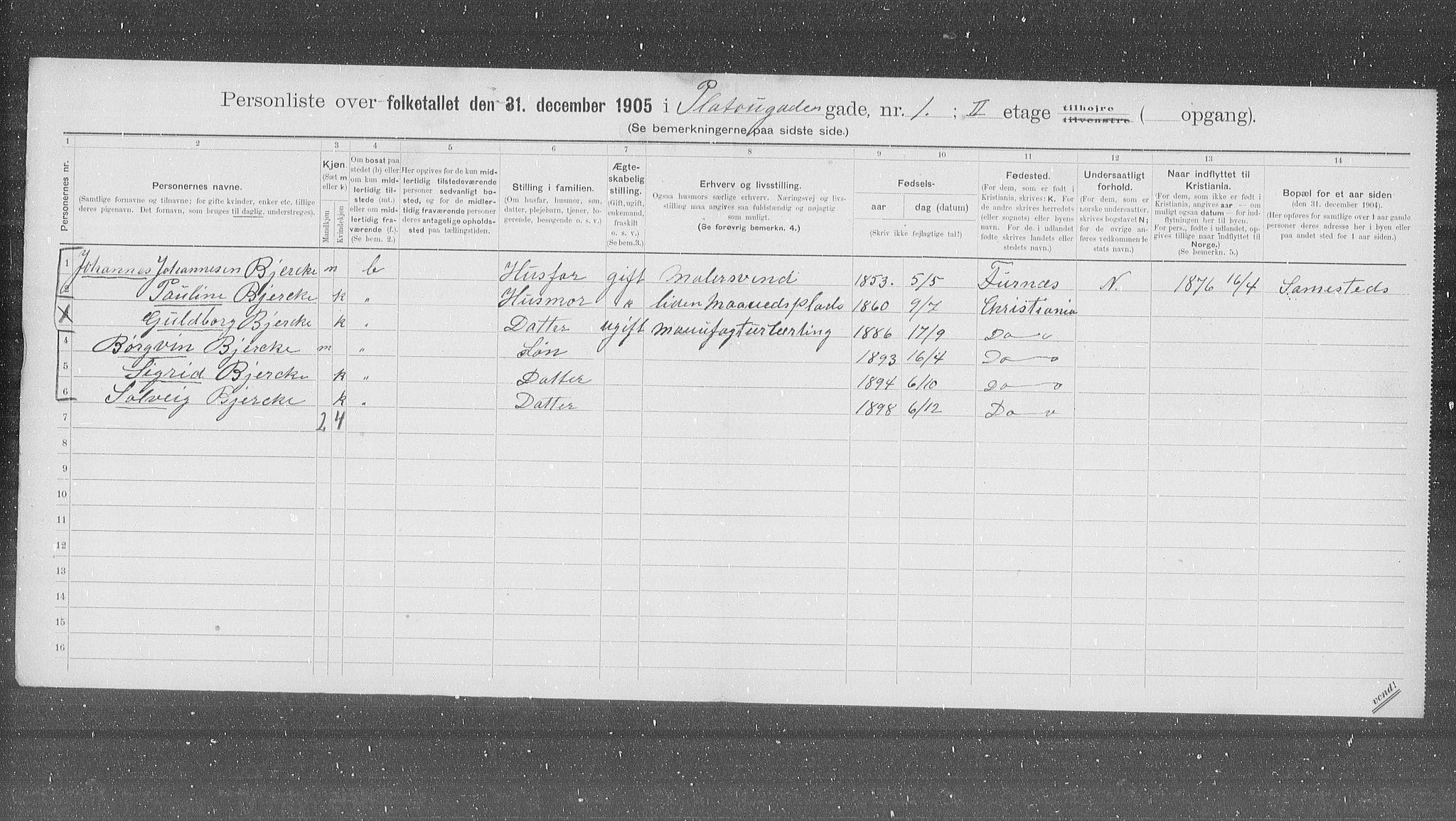 OBA, Municipal Census 1905 for Kristiania, 1905, p. 42210