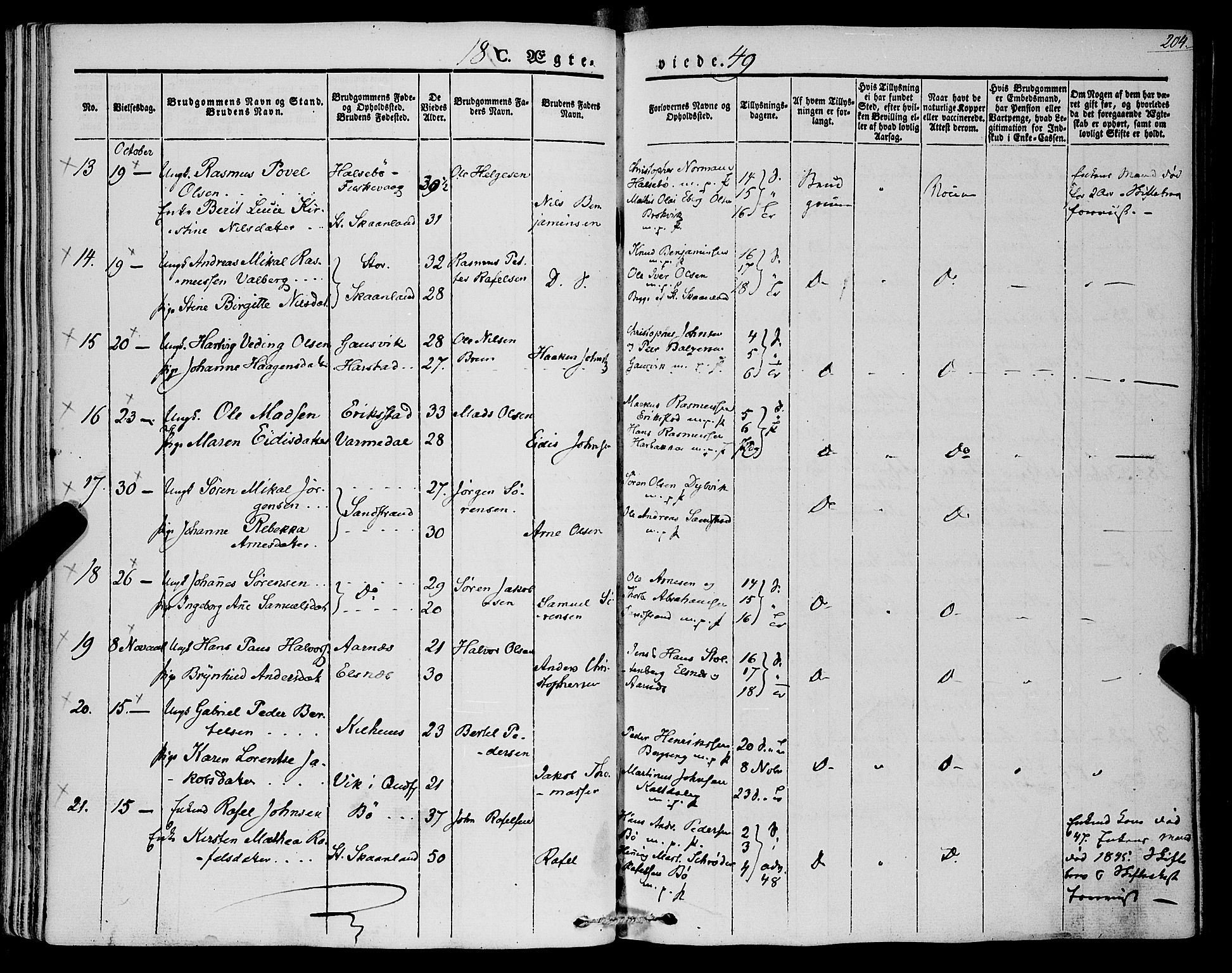 Trondenes sokneprestkontor, AV/SATØ-S-1319/H/Ha/L0009kirke: Parish register (official) no. 9, 1841-1852, p. 204