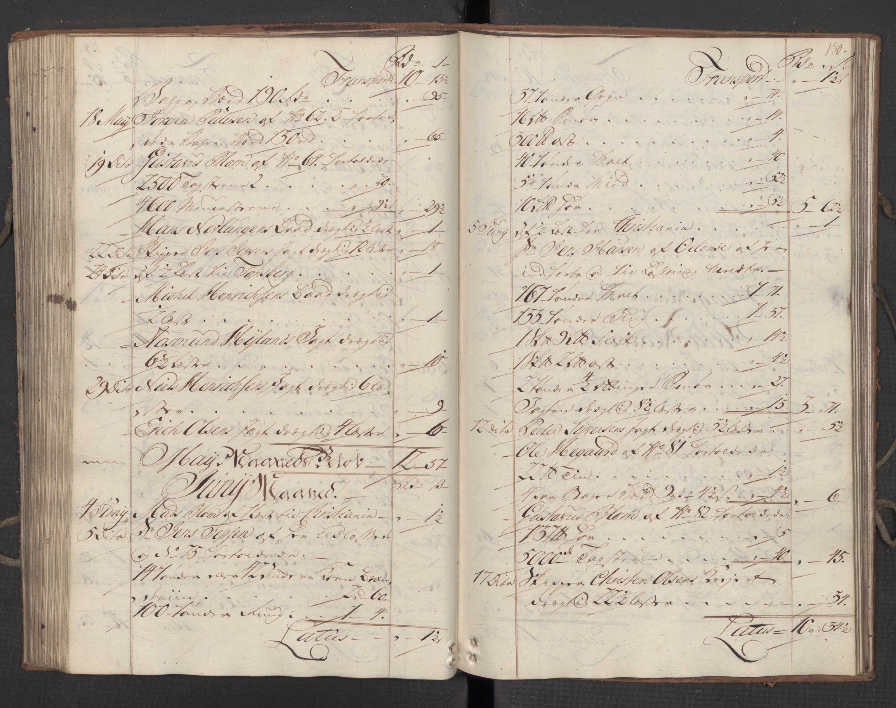 Generaltollkammeret, tollregnskaper, AV/RA-EA-5490/R09/L0033/0001: Tollregnskaper Holmestrand / Inngående hovedtollbok, 1762, p. 129b-130a