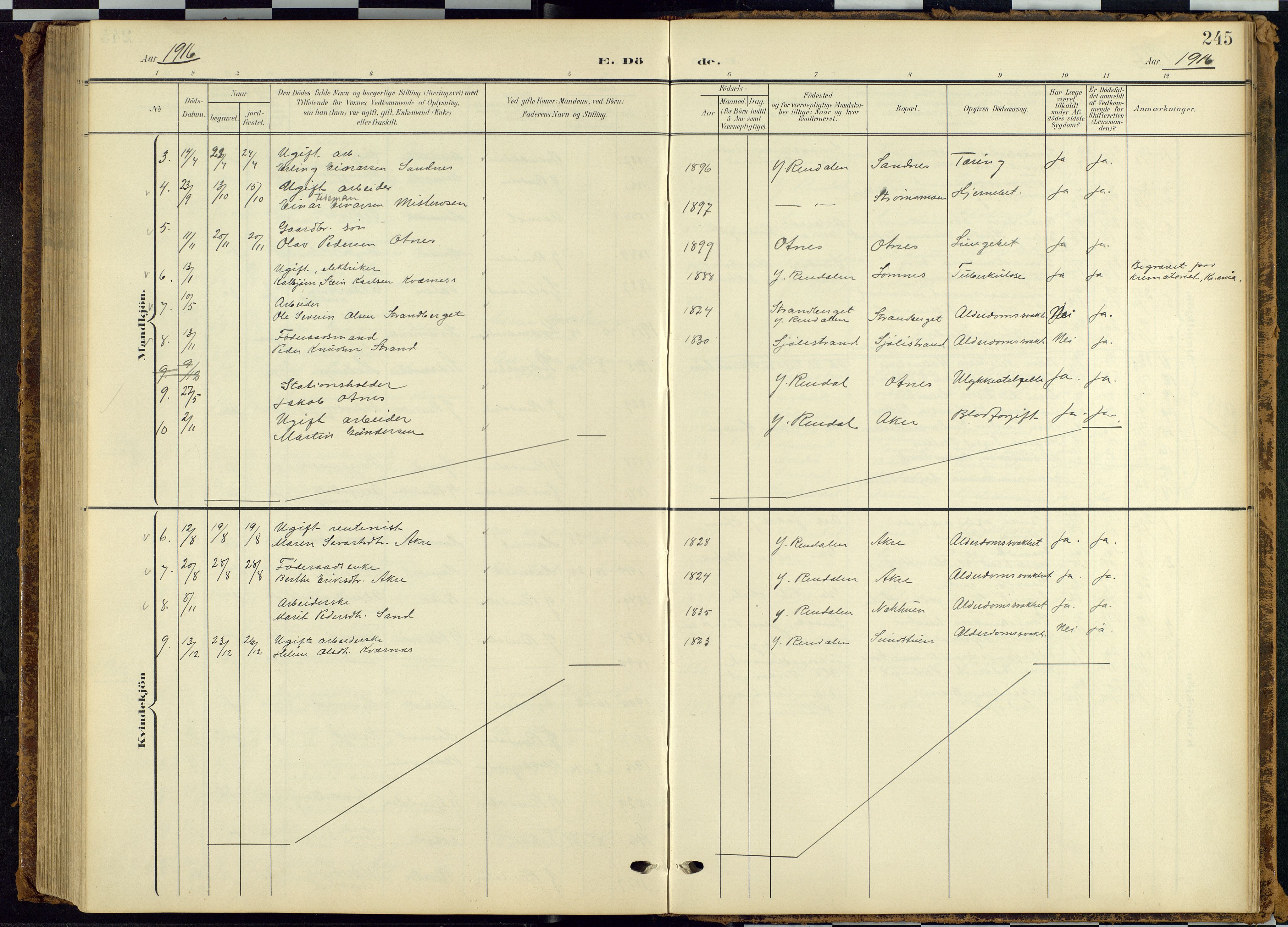 Rendalen prestekontor, AV/SAH-PREST-054/H/Ha/Hab/L0010: Parish register (copy) no. 10, 1903-1940, p. 245