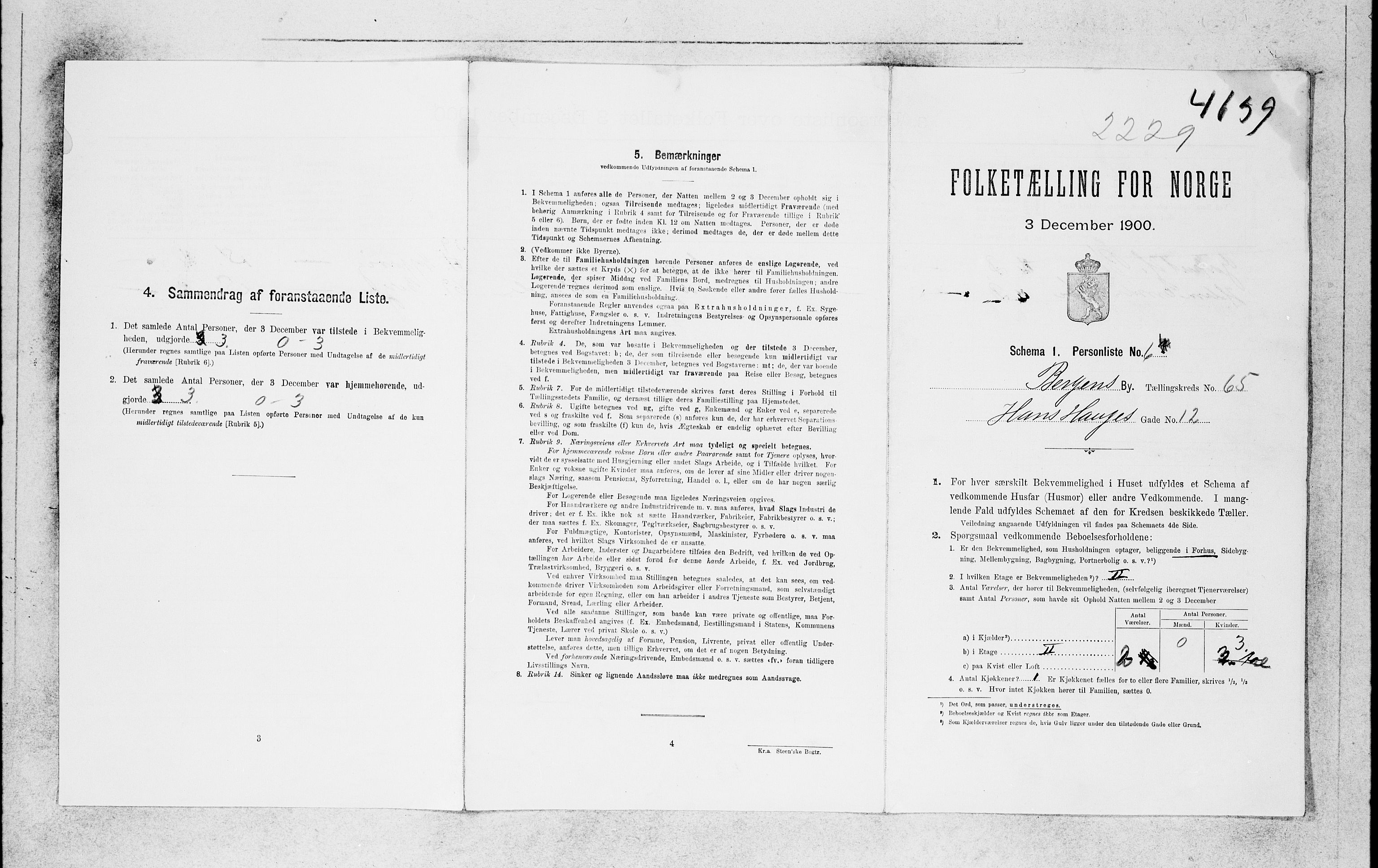 SAB, 1900 census for Bergen, 1900, p. 13657