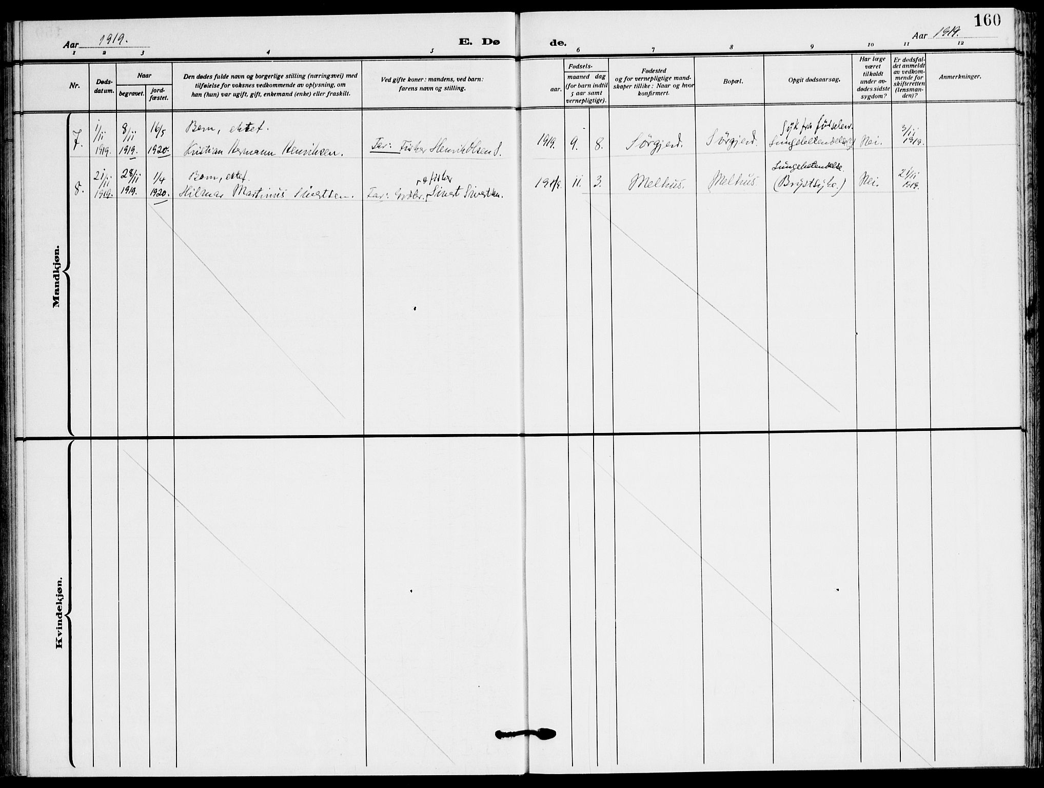 Ministerialprotokoller, klokkerbøker og fødselsregistre - Sør-Trøndelag, SAT/A-1456/658/L0724: Parish register (official) no. 658A03, 1912-1924, p. 160