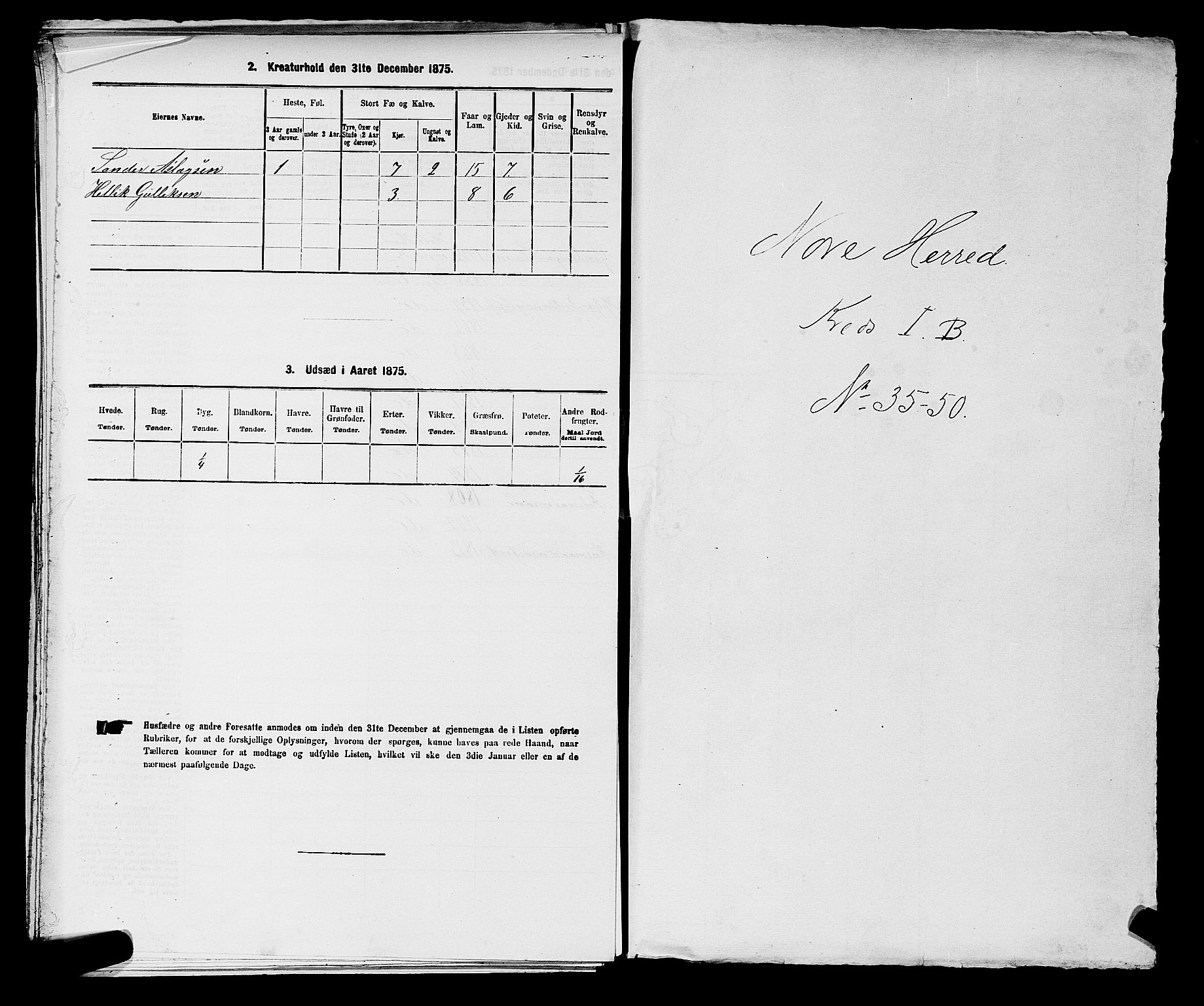 SAKO, 1875 census for 0633P Nore, 1875, p. 165