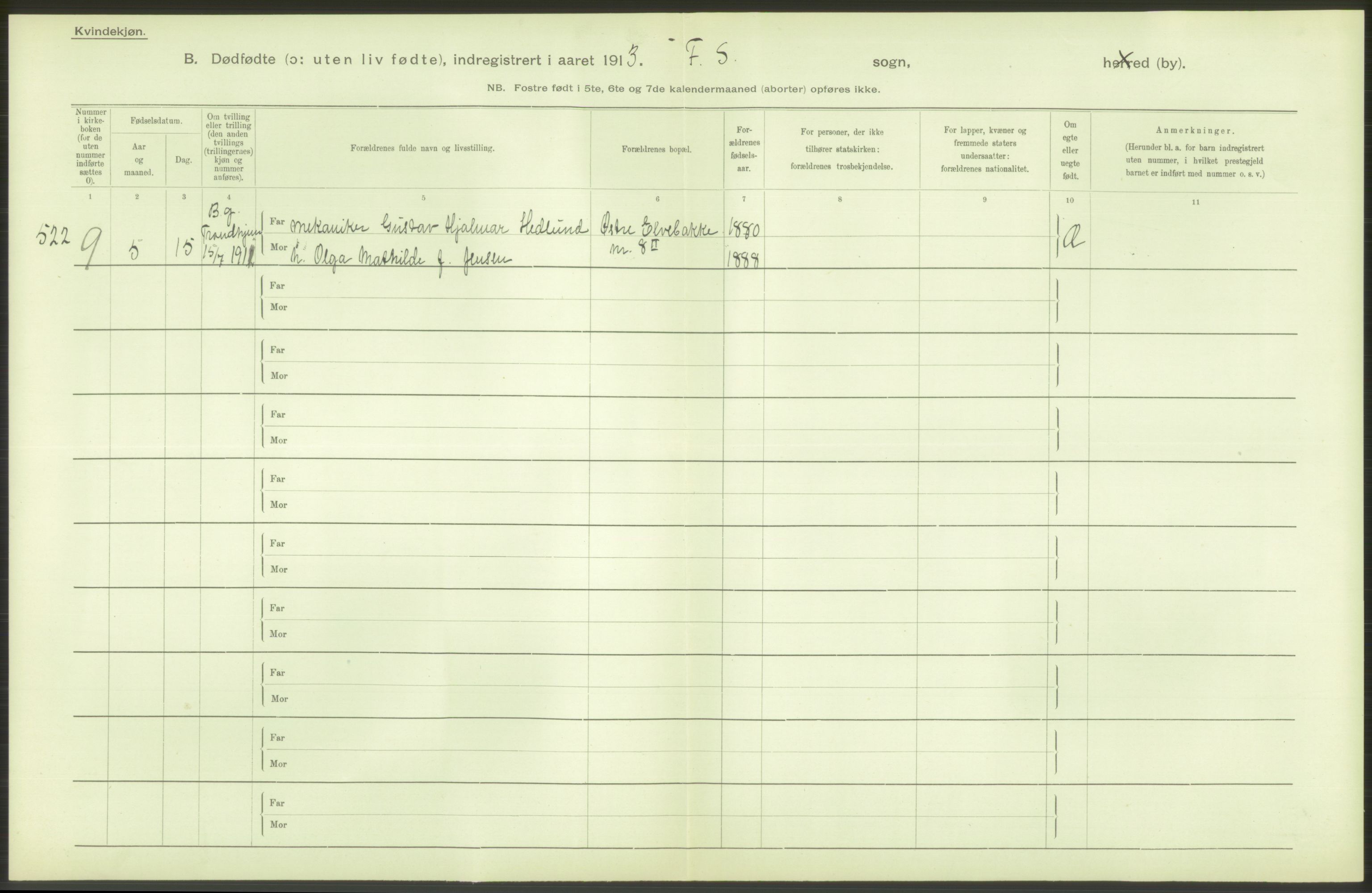 Statistisk sentralbyrå, Sosiodemografiske emner, Befolkning, AV/RA-S-2228/D/Df/Dfb/Dfbc/L0010: Kristiania: Døde, dødfødte., 1913, p. 54