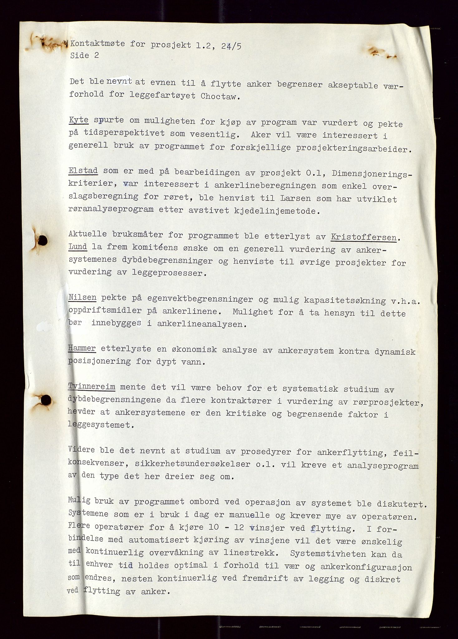 Industridepartementet, Oljekontoret, AV/SAST-A-101348/Di/L0005: DWP, 761 forskning/teknologi, 2 prot. DWP feasibility study, 1972-1975, p. 9