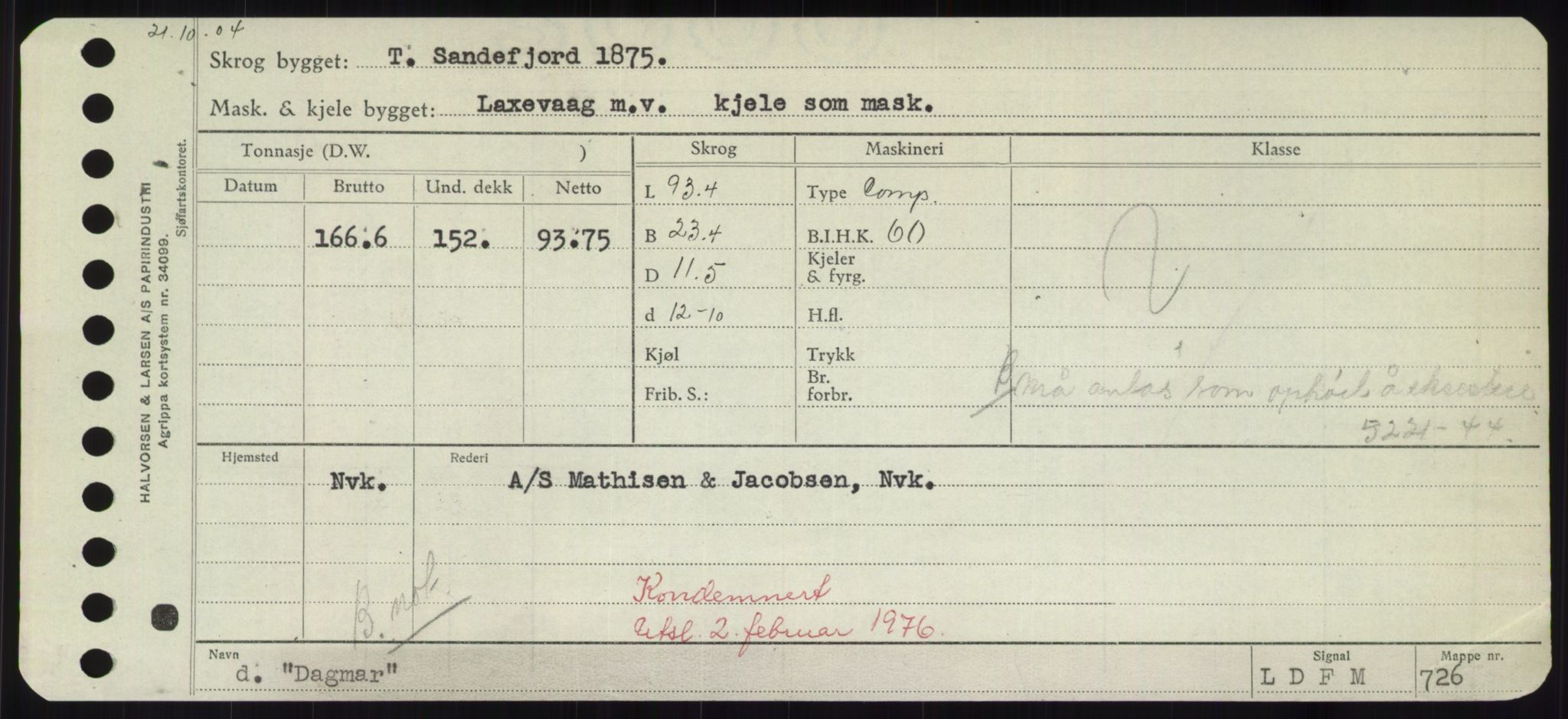 Sjøfartsdirektoratet med forløpere, Skipsmålingen, AV/RA-S-1627/H/Hd/L0008: Fartøy, C-D, p. 341