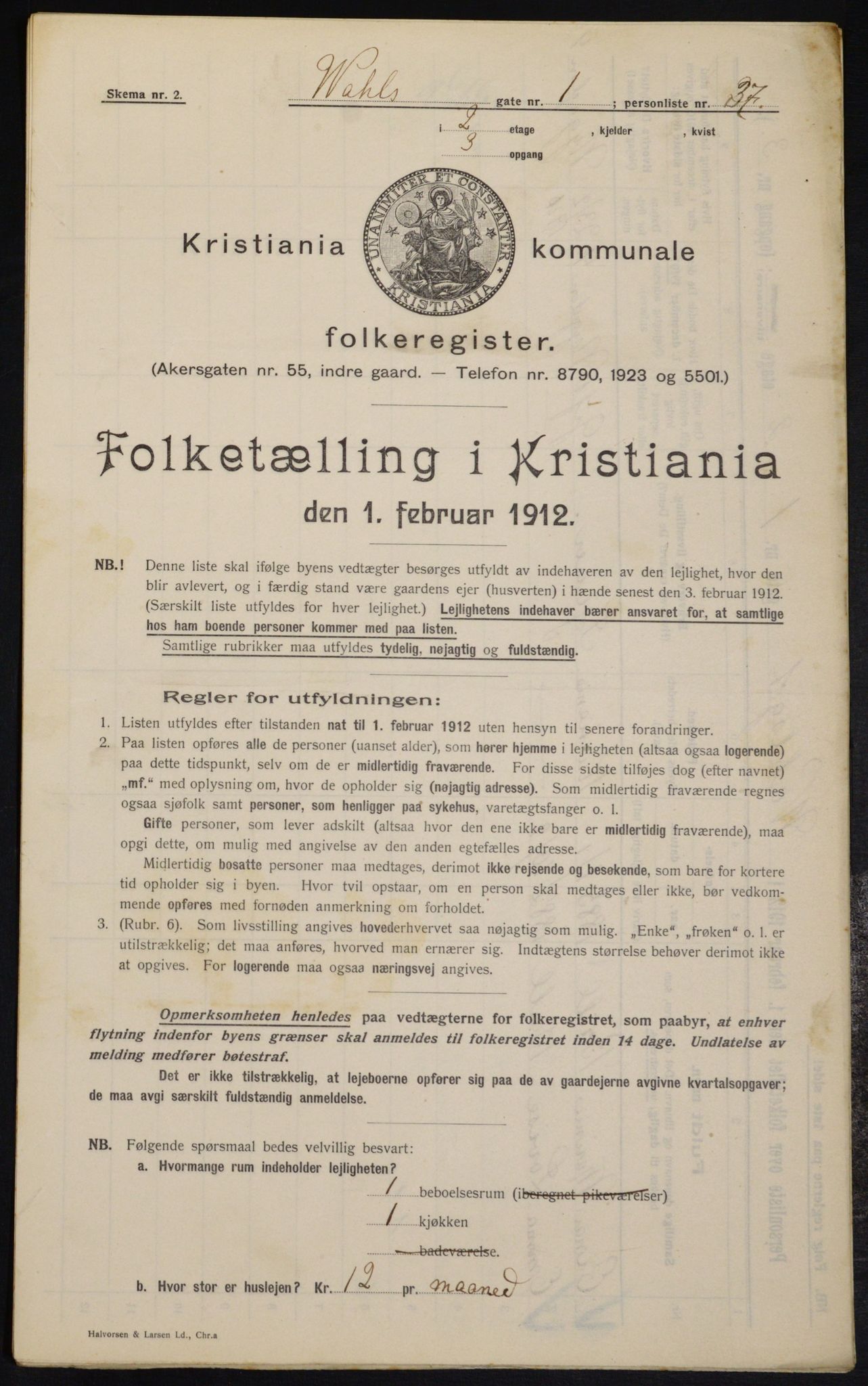 OBA, Municipal Census 1912 for Kristiania, 1912, p. 121397