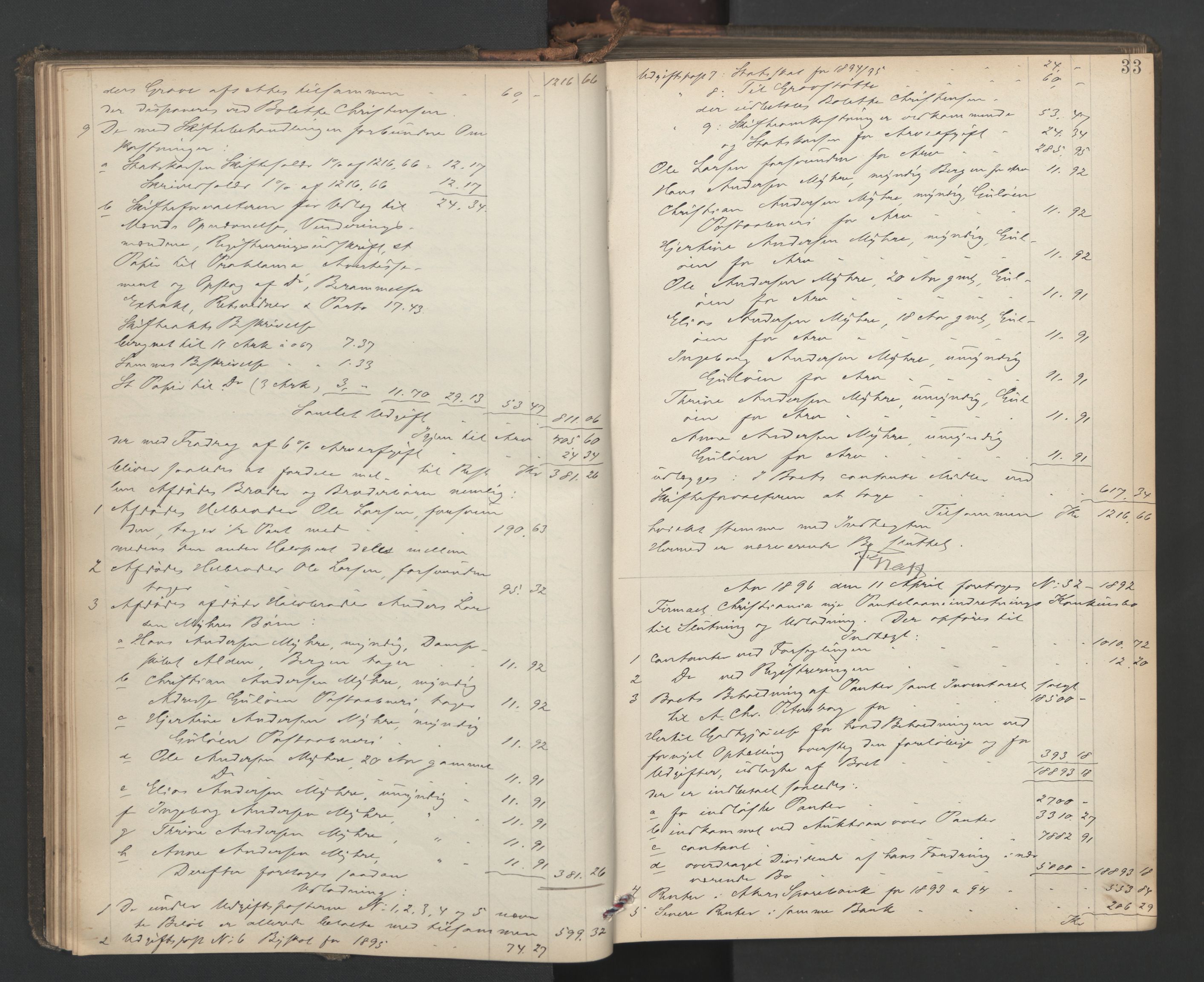 Oslo skifterett, AV/SAO-A-10383/H/Hd/Hda/L0017: Skifteutlodningsprotokoll, 1896-1897, p. 32b-33a