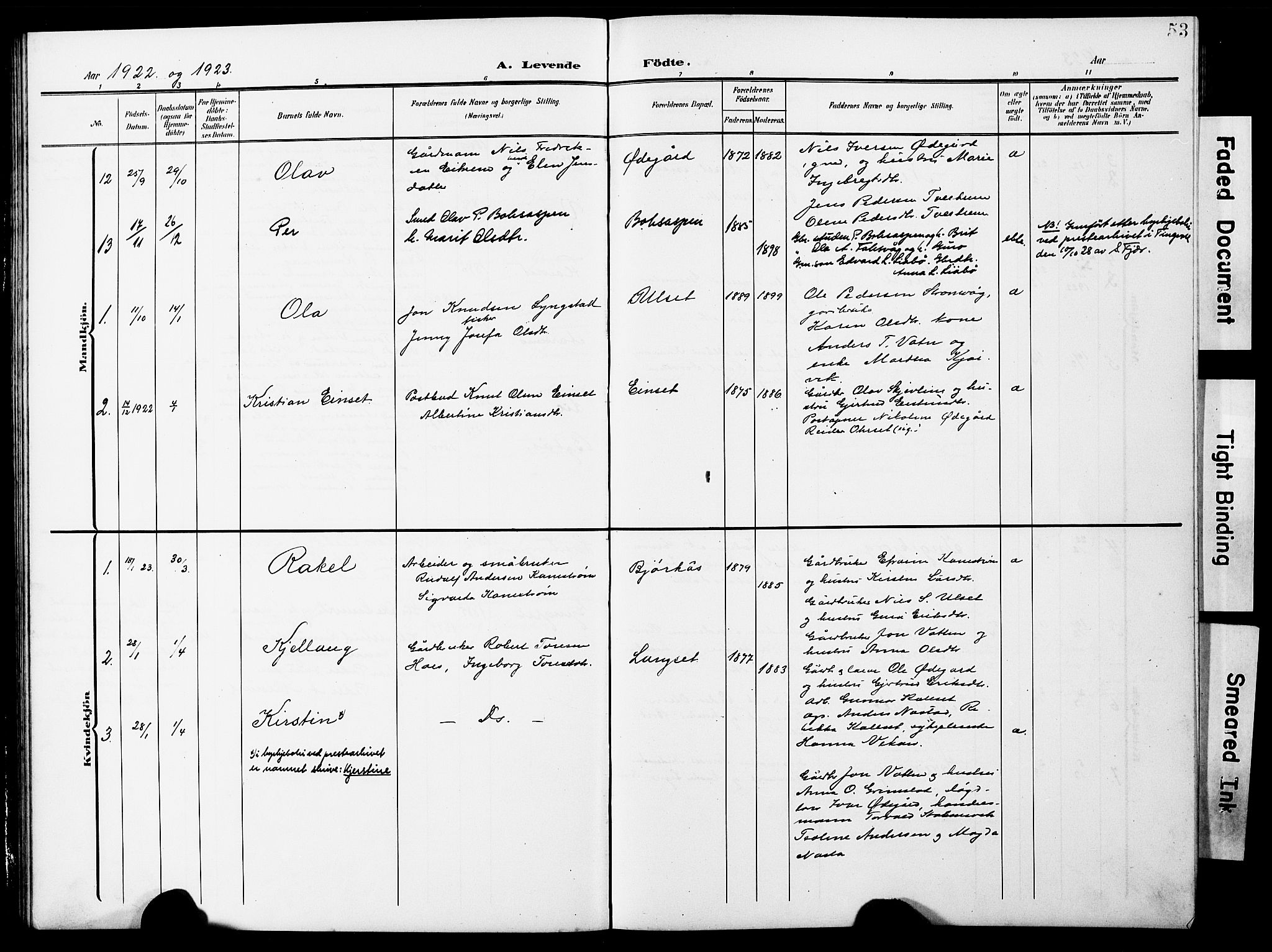 Ministerialprotokoller, klokkerbøker og fødselsregistre - Møre og Romsdal, AV/SAT-A-1454/587/L1001: Parish register (copy) no. 587C01, 1906-1927, p. 53