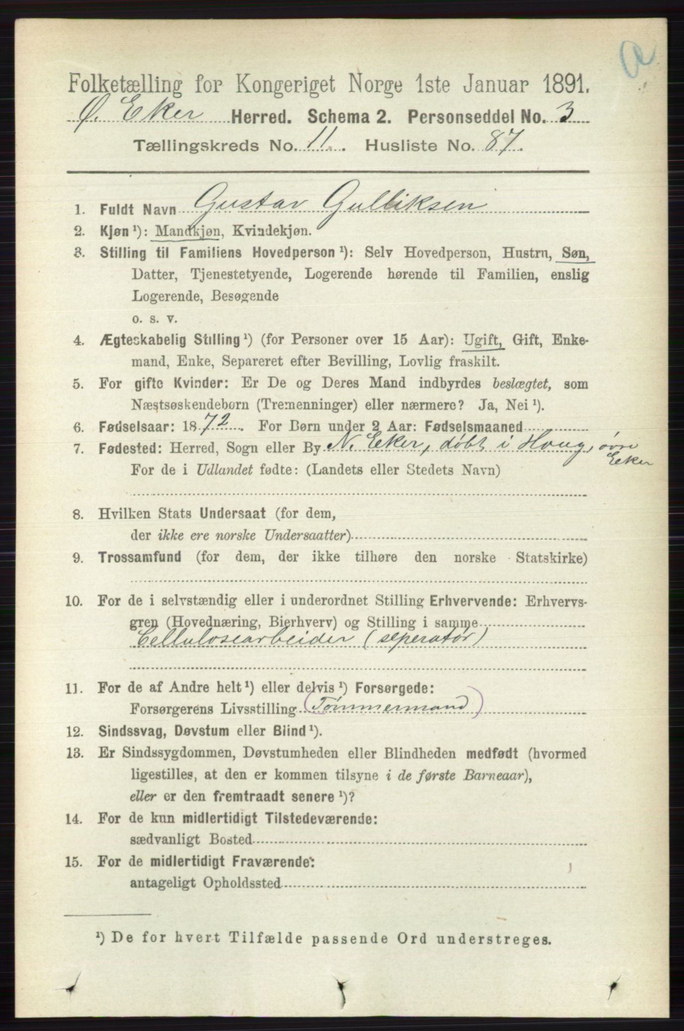RA, 1891 census for 0624 Øvre Eiker, 1891, p. 5132