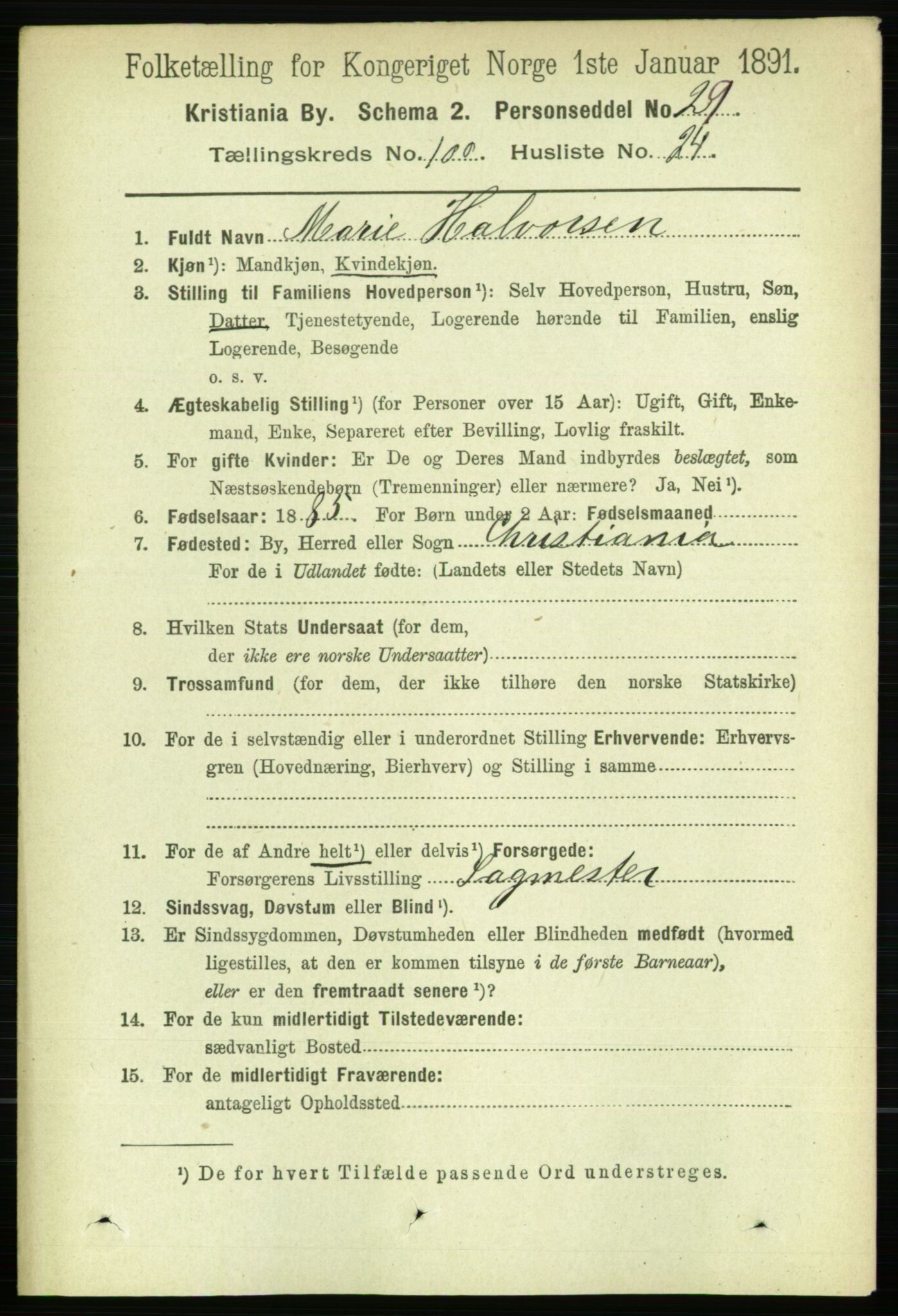 RA, 1891 census for 0301 Kristiania, 1891, p. 49920