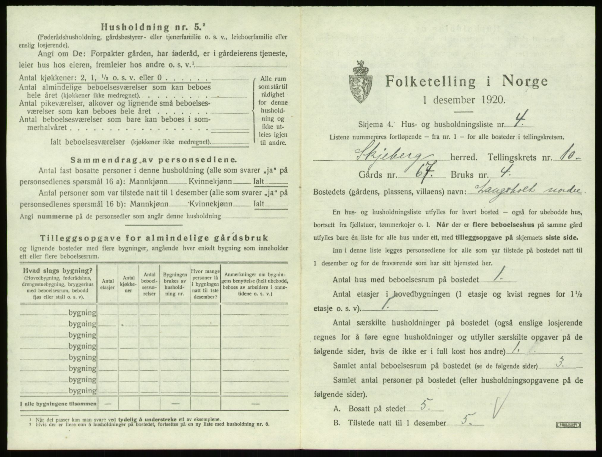 SAO, 1920 census for Skjeberg, 1920, p. 1350