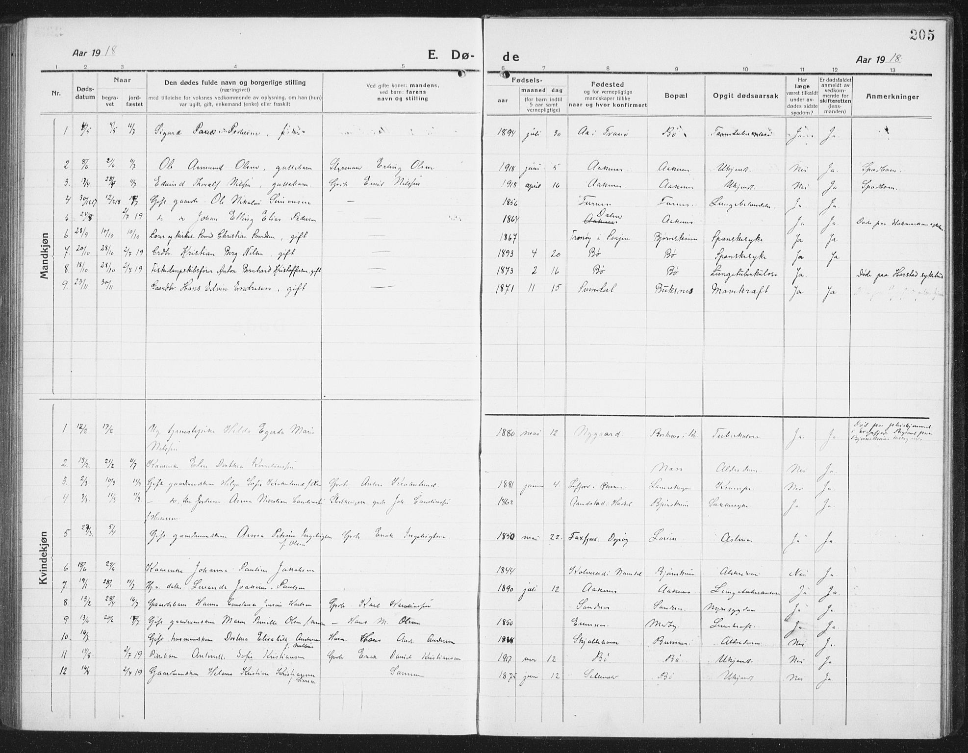 Ministerialprotokoller, klokkerbøker og fødselsregistre - Nordland, SAT/A-1459/898/L1428: Parish register (copy) no. 898C03, 1918-1938, p. 205