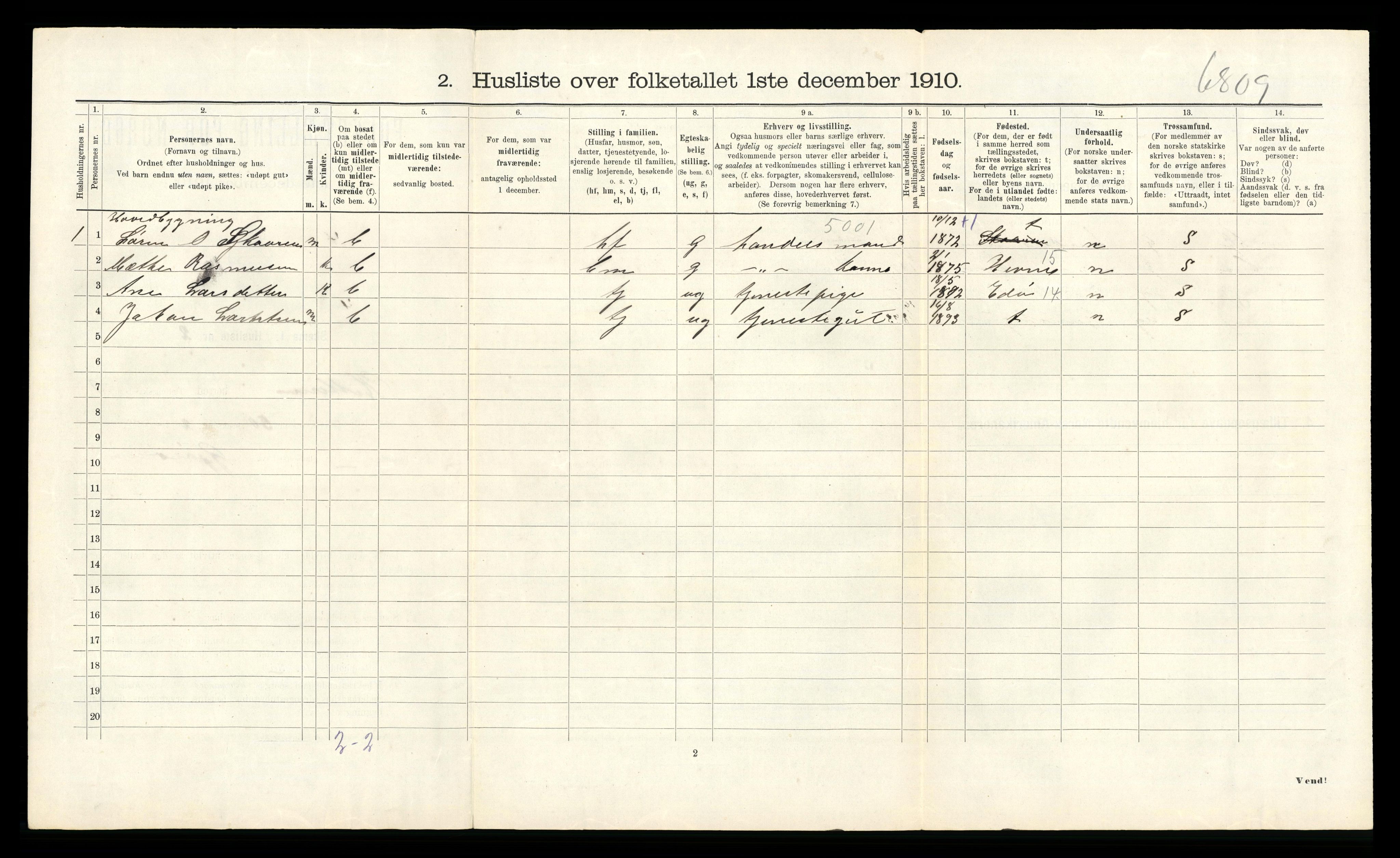 RA, 1910 census for Hitra, 1910, p. 722