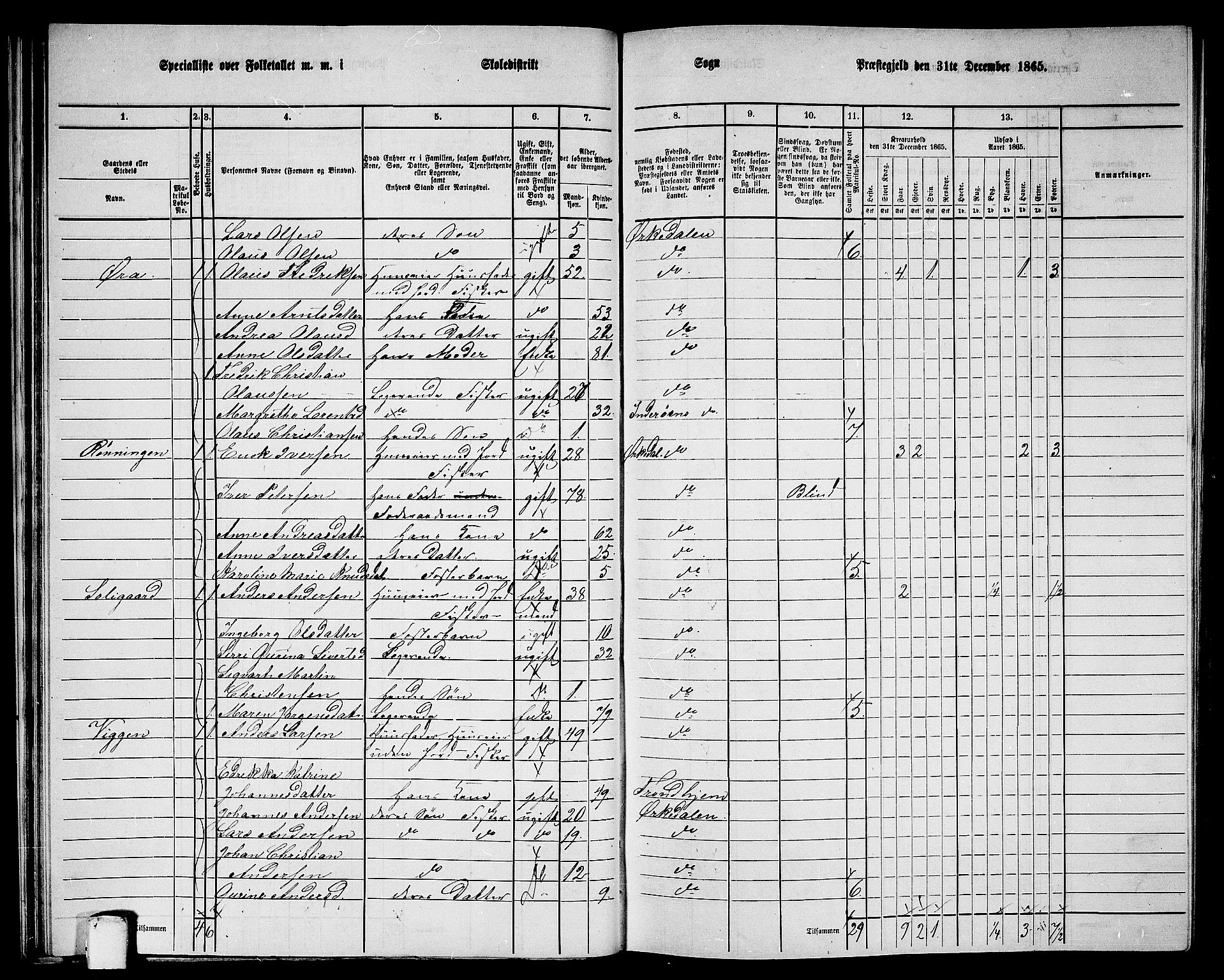 RA, 1865 census for Orkdal, 1865, p. 41