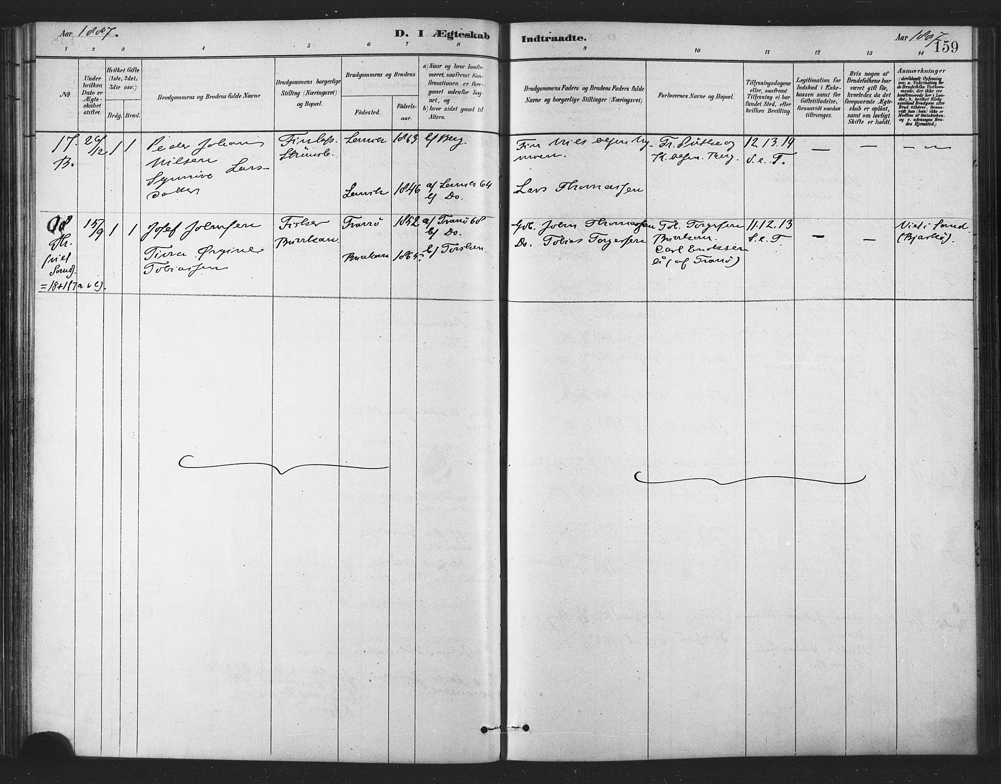 Berg sokneprestkontor, AV/SATØ-S-1318/G/Ga/Gaa/L0004kirke: Parish register (official) no. 4, 1880-1894, p. 159