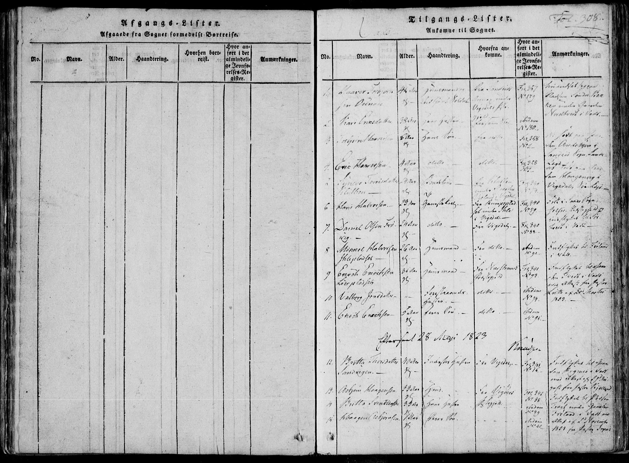 Skjold sokneprestkontor, SAST/A-101847/H/Ha/Haa/L0004: Parish register (official) no. A 4 /2, 1815-1830, p. 308