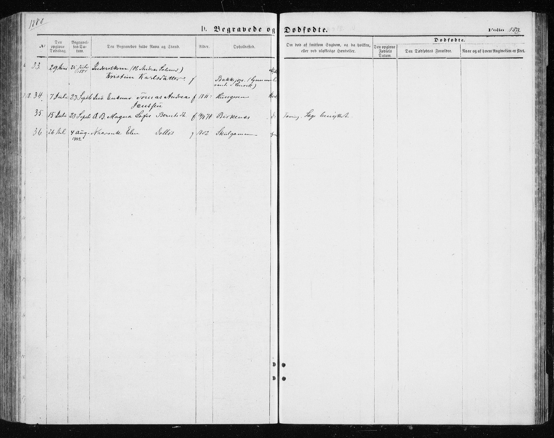 Tromsøysund sokneprestkontor, SATØ/S-1304/G/Ga/L0003kirke: Parish register (official) no. 3, 1875-1880, p. 189
