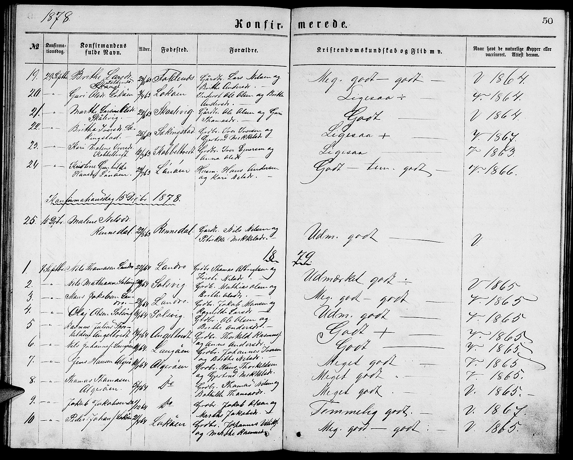 Fjell sokneprestembete, SAB/A-75301/H/Hab: Parish register (copy) no. A 3, 1866-1879, p. 50