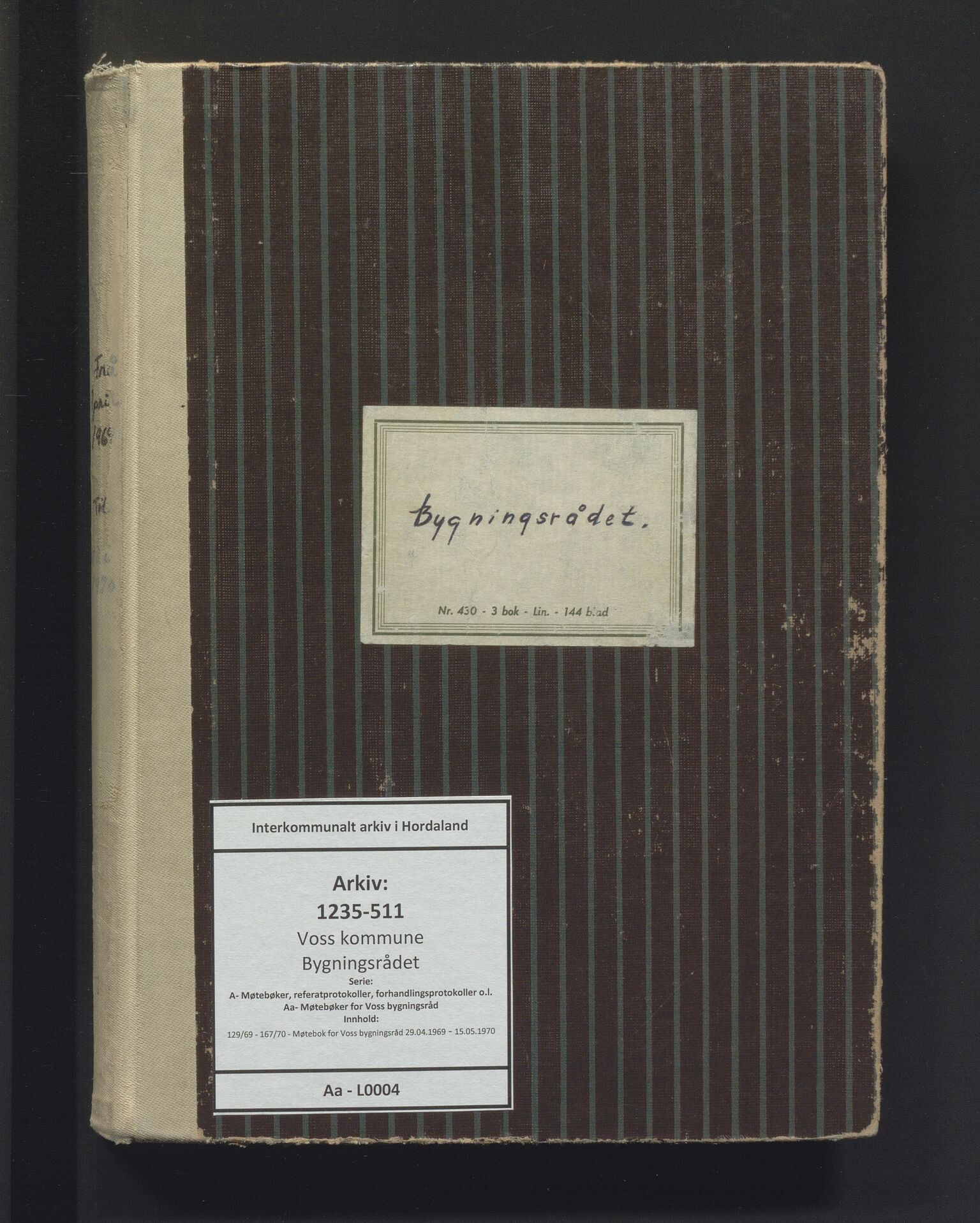 Voss kommune. Bygningsrådet, IKAH/1235-511/A/Aa/L0004: Møtebok for Voss bygningsråd, 1969-1970