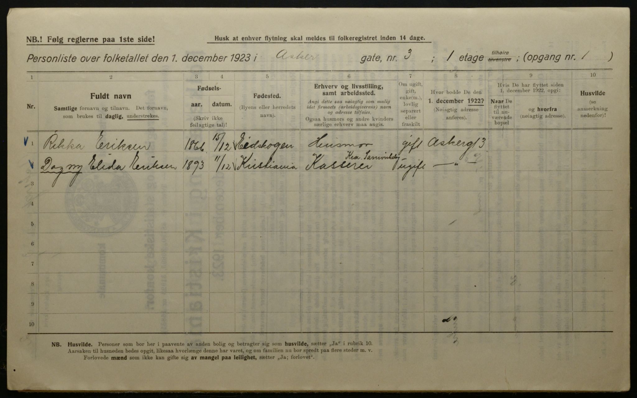 OBA, Municipal Census 1923 for Kristiania, 1923, p. 3172