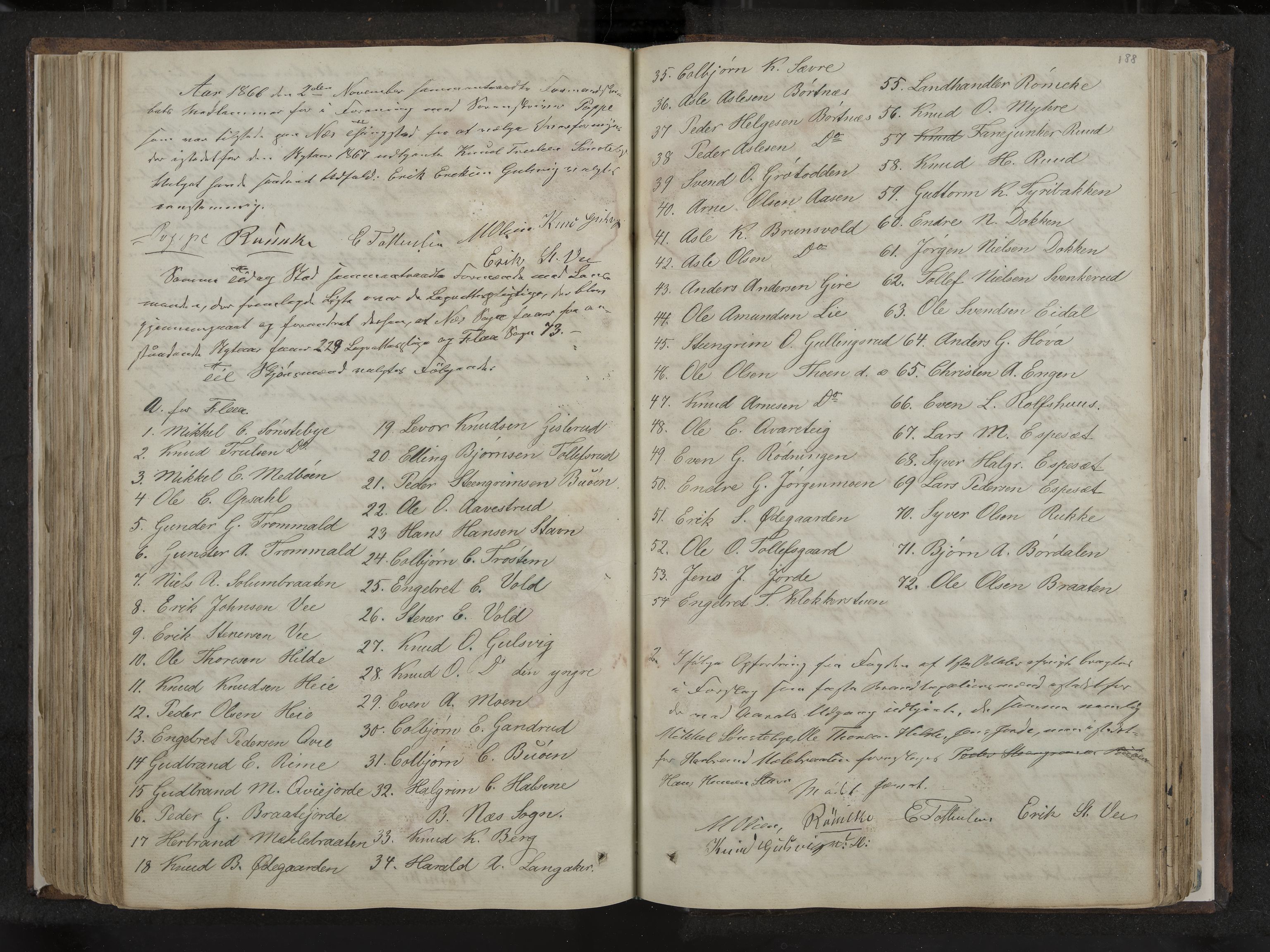 Nes formannskap og sentraladministrasjon, IKAK/0616021-1/A/Aa/L0001: Møtebok med register, 1838-1875, p. 188