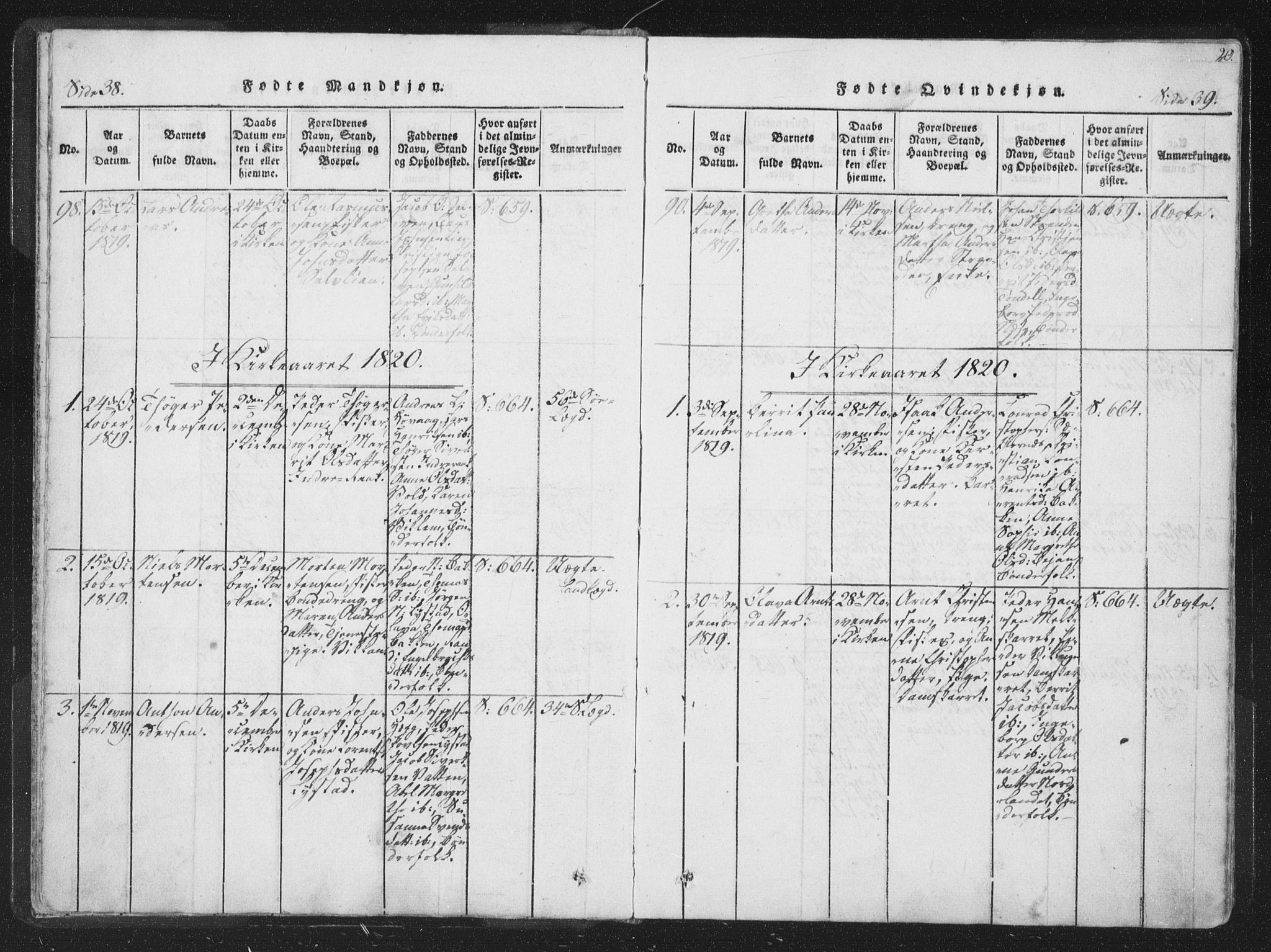 Ministerialprotokoller, klokkerbøker og fødselsregistre - Sør-Trøndelag, SAT/A-1456/659/L0734: Parish register (official) no. 659A04, 1818-1825, p. 38-39