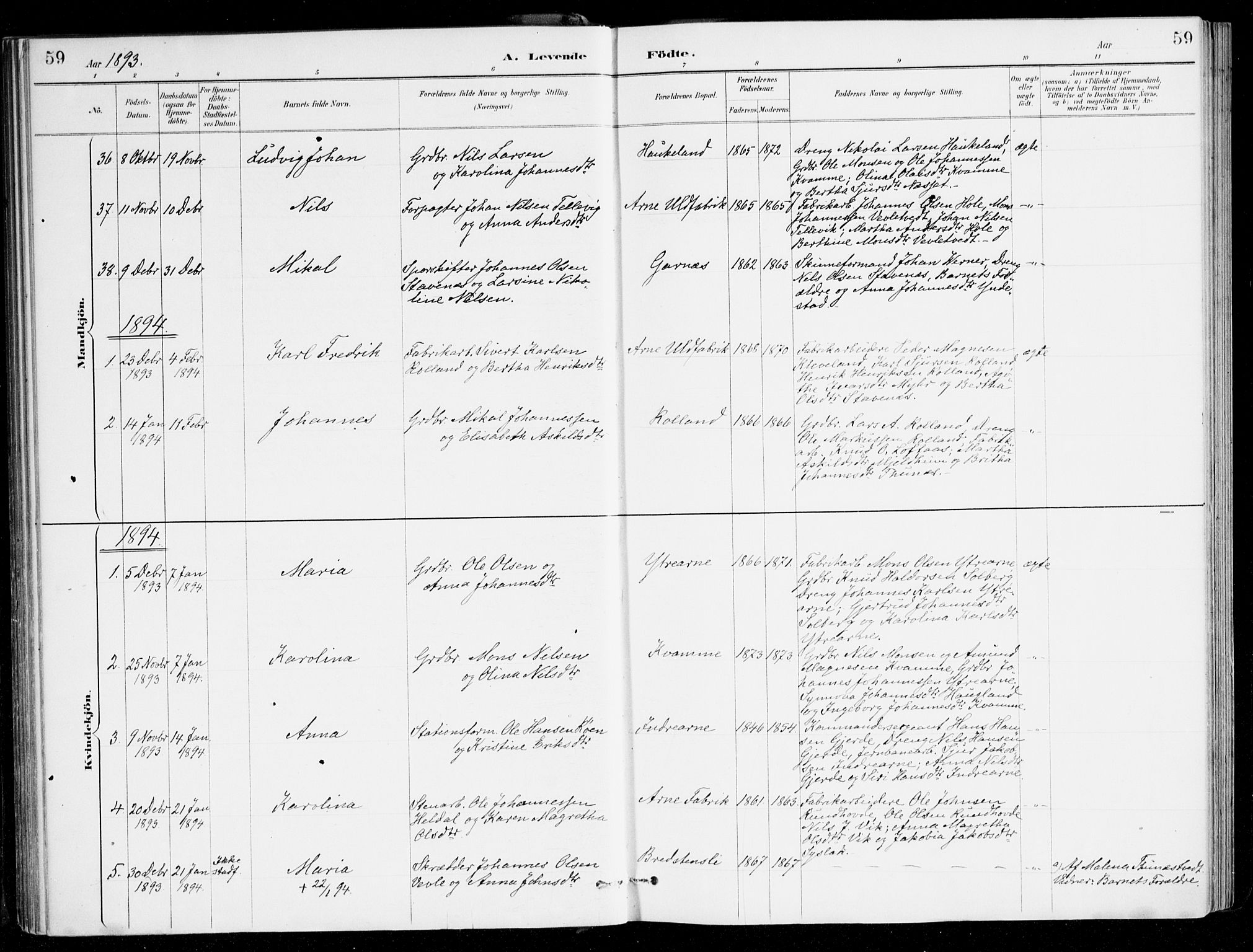 Haus sokneprestembete, SAB/A-75601/H/Haa/Haad/L0001: Parish register (official) no. D 1, 1887-1898, p. 59