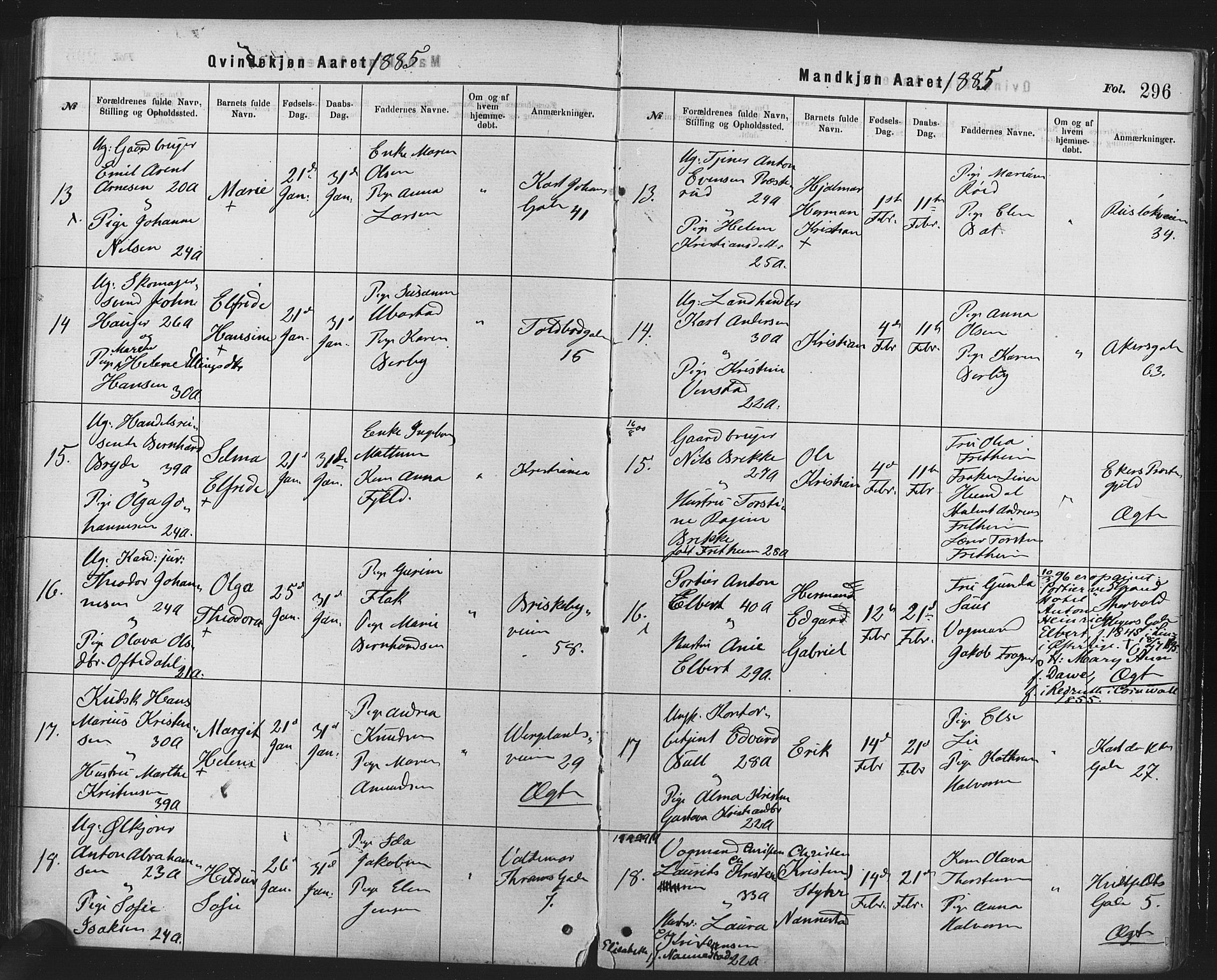 Rikshospitalet prestekontor Kirkebøker, AV/SAO-A-10309b/F/L0006: Parish register (official) no. 6, 1871-1885, p. 296