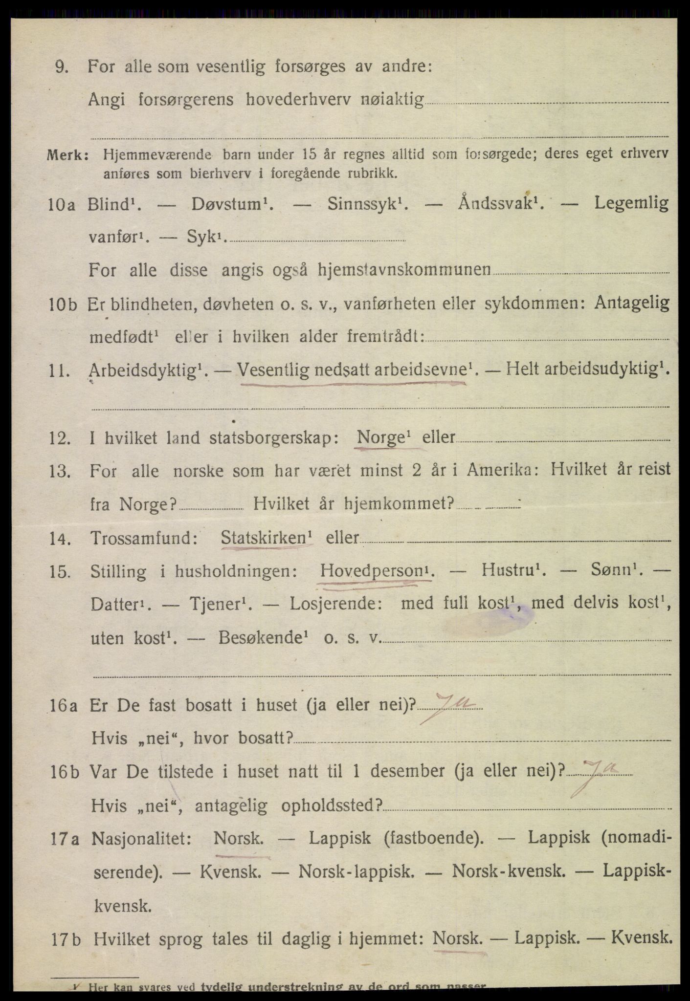 SAT, 1920 census for Tjøtta, 1920, p. 2166