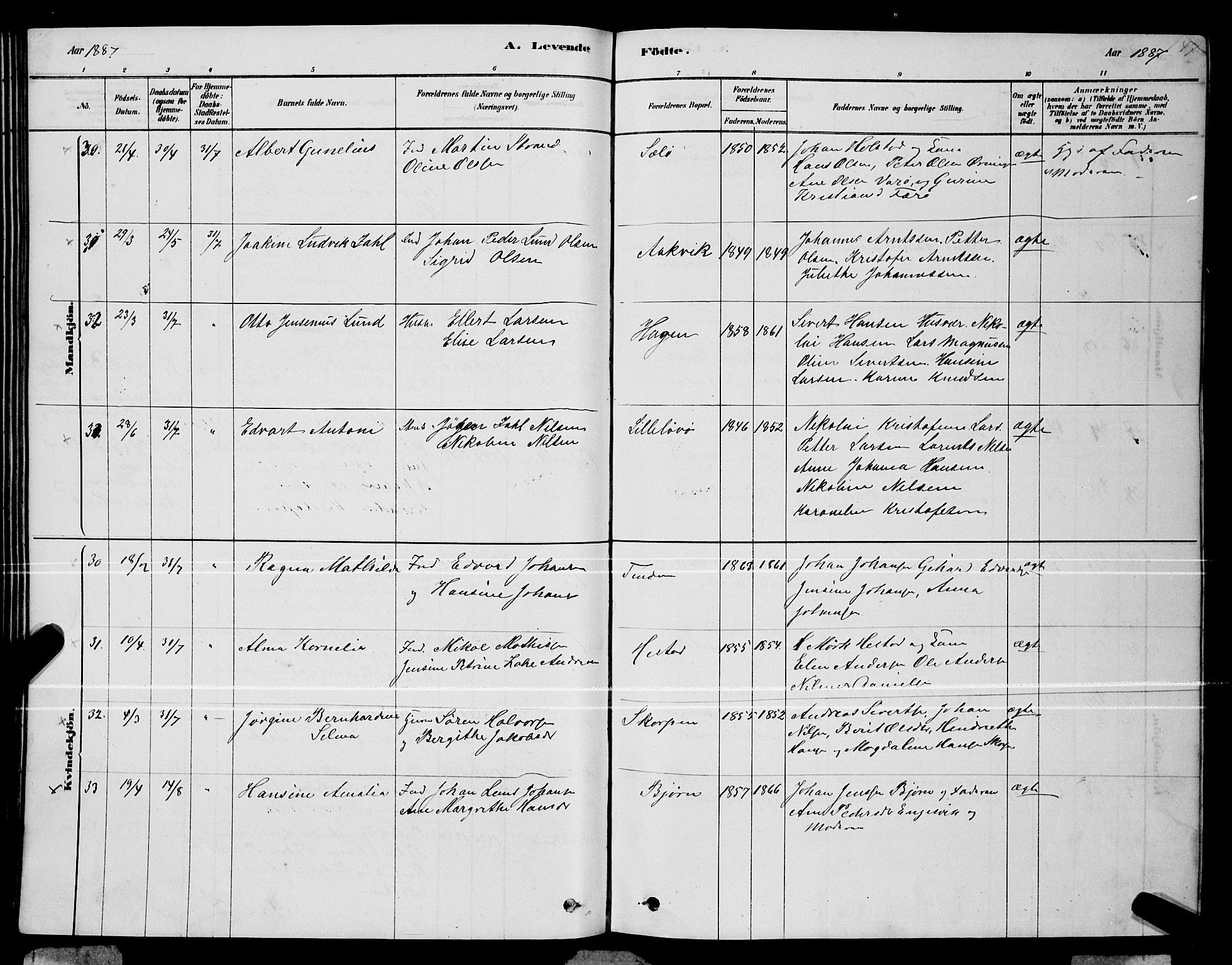 Ministerialprotokoller, klokkerbøker og fødselsregistre - Nordland, AV/SAT-A-1459/834/L0513: Parish register (copy) no. 834C04, 1877-1892, p. 147