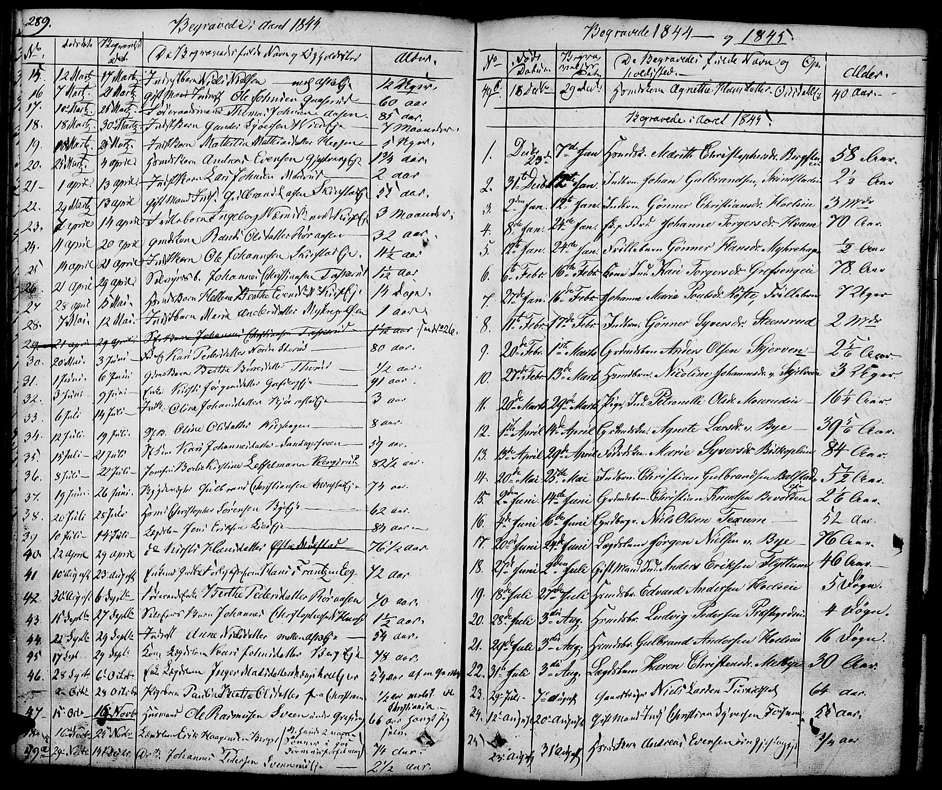 Nes prestekontor, Hedmark, AV/SAH-PREST-020/K/Ka/L0003: Parish register (official) no. 3, 1827-1851, p. 289