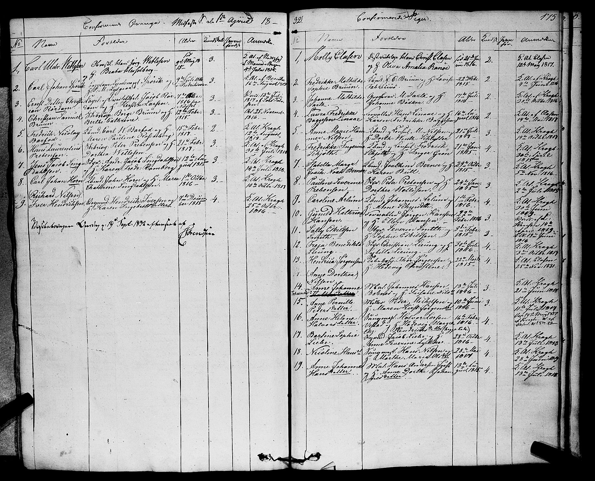 Larvik kirkebøker, SAKO/A-352/F/Fa/L0002: Parish register (official) no. I 2, 1825-1847, p. 175