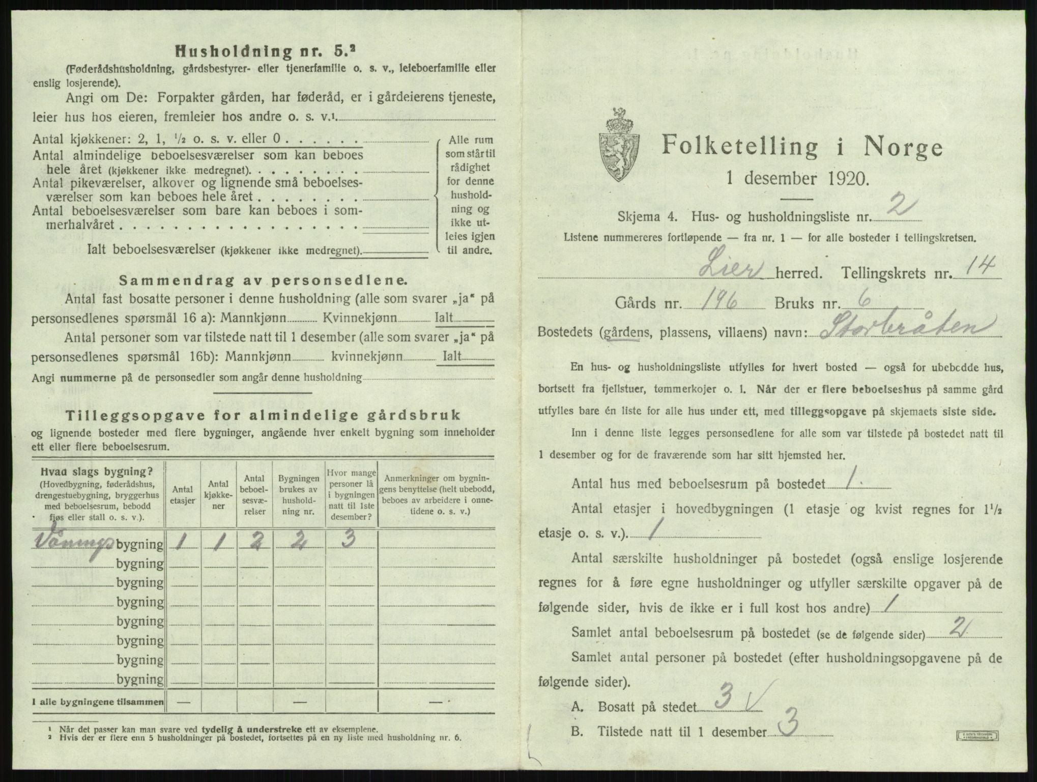 SAKO, 1920 census for Lier, 1920, p. 2508