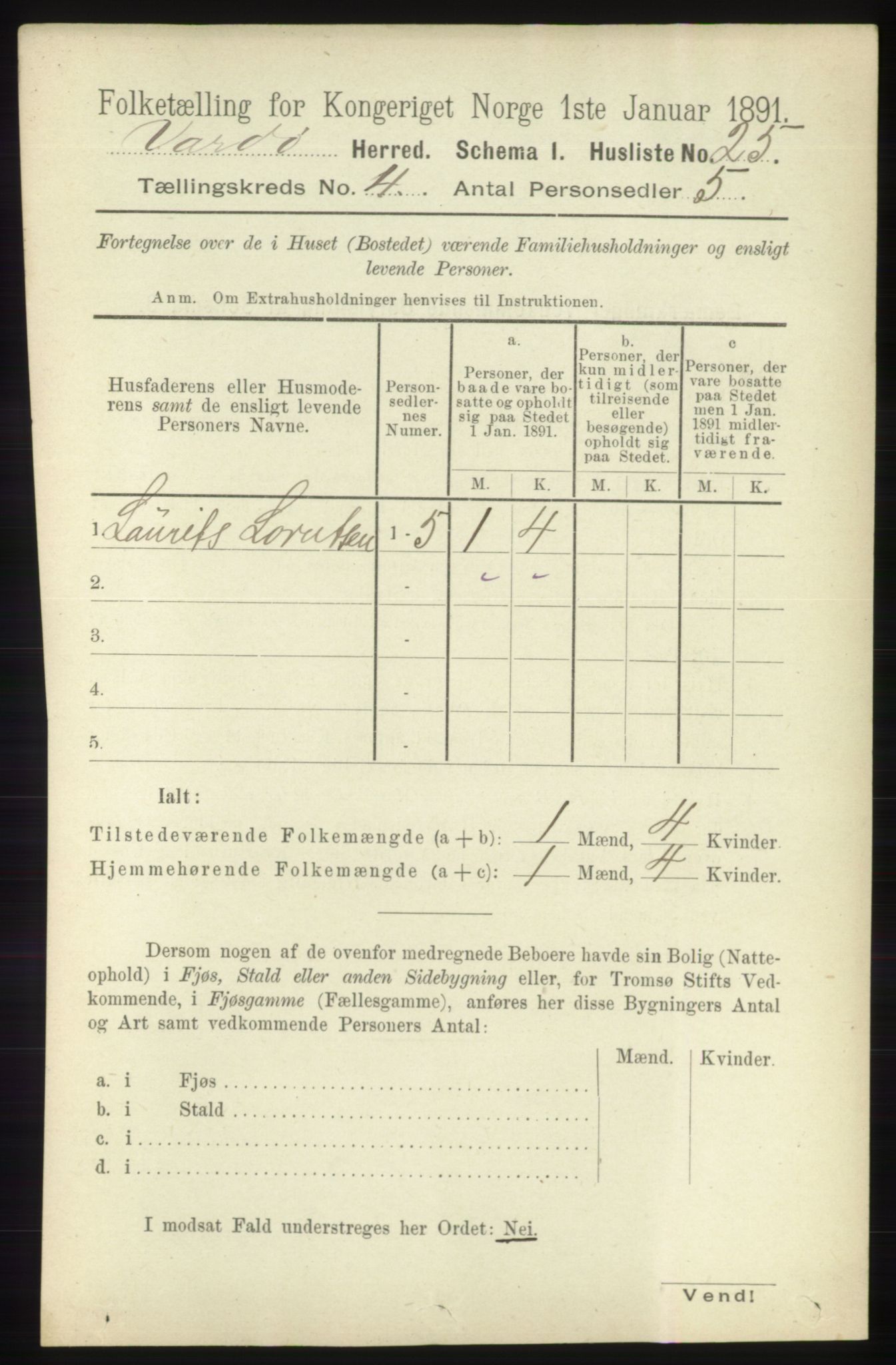 RA, 1891 census for 2028 Vardø, 1891, p. 1079
