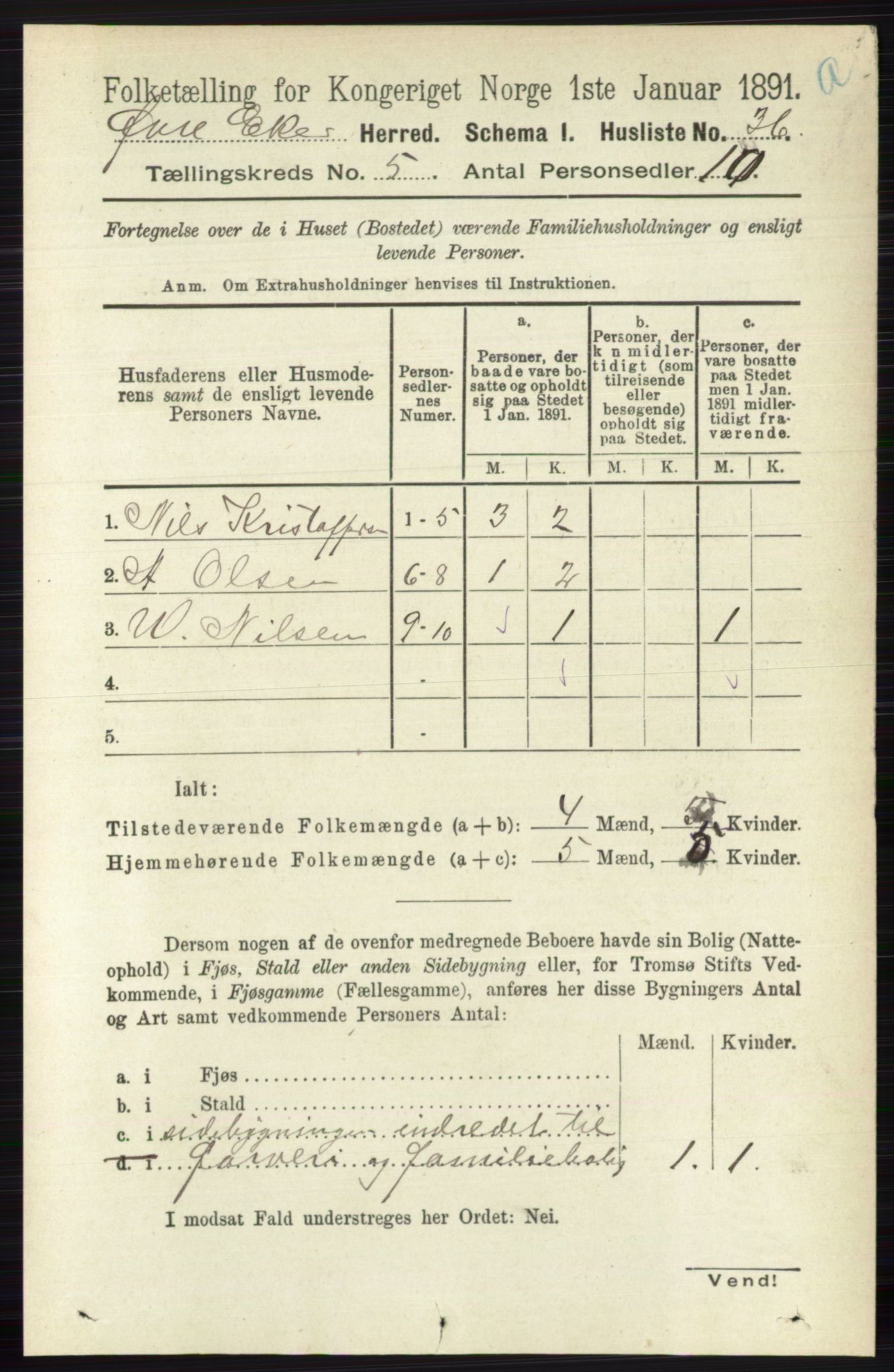 RA, 1891 census for 0624 Øvre Eiker, 1891, p. 1810