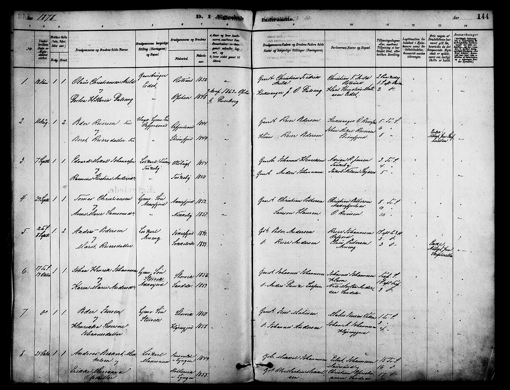 Skjervøy sokneprestkontor, SATØ/S-1300/H/Ha/Haa/L0009kirke: Parish register (official) no. 9, 1878-1887, p. 144