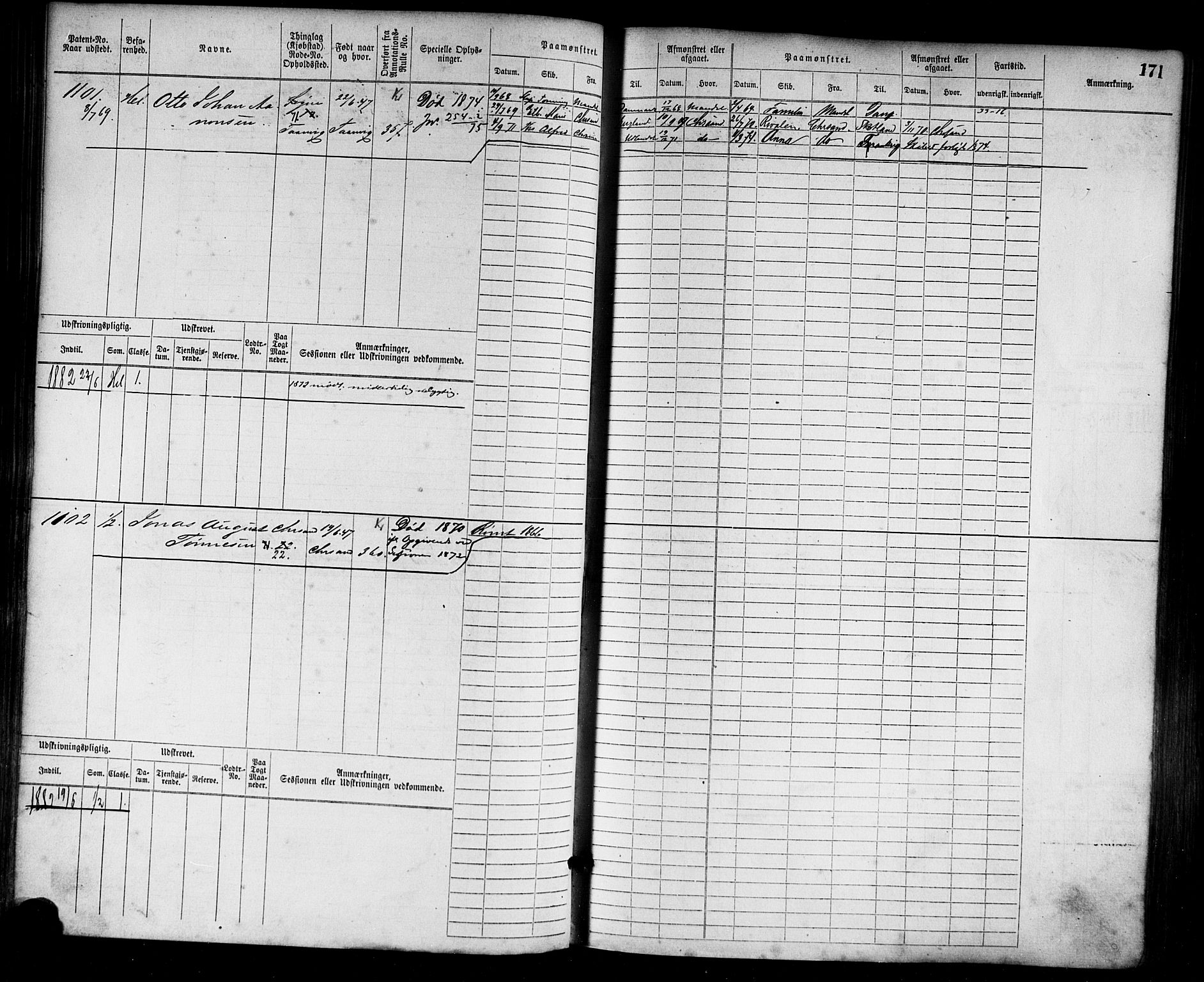 Kristiansand mønstringskrets, SAK/2031-0015/F/Fb/L0004: Hovedrulle nr 763-1521, I-11, 1868-1915, p. 177